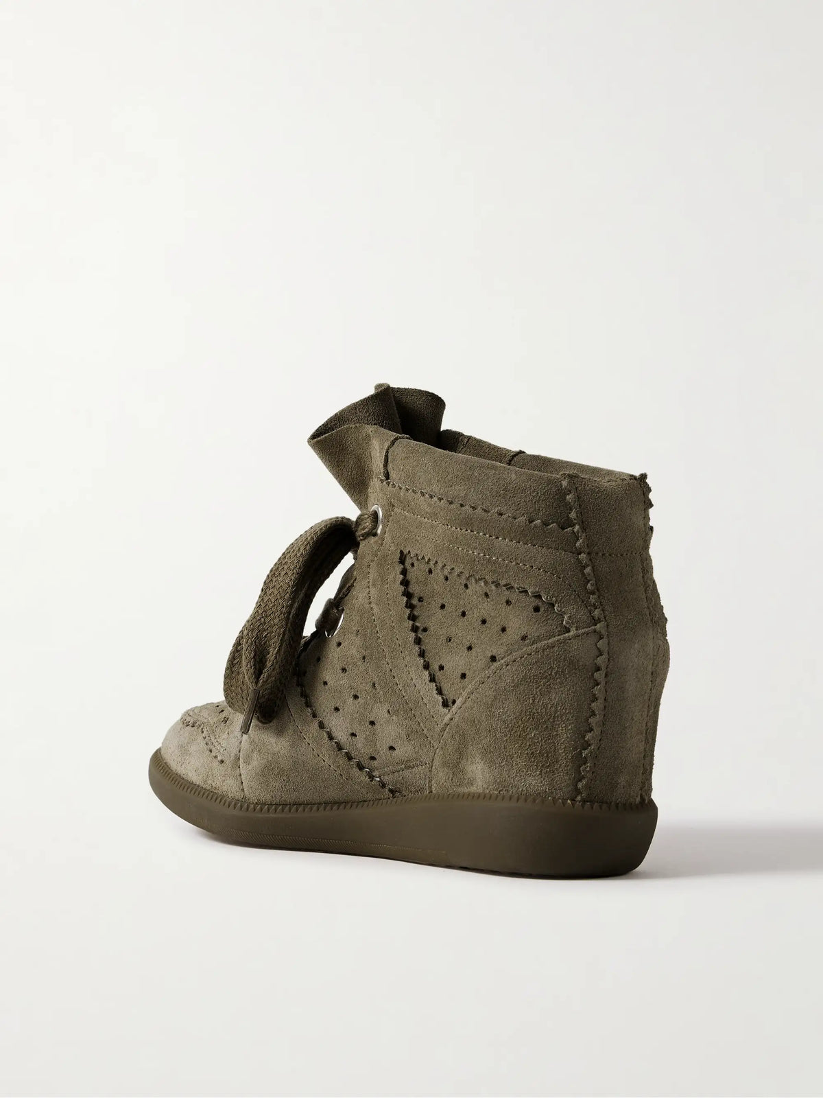 Bobby Perforated Suede Wedge Sneakers