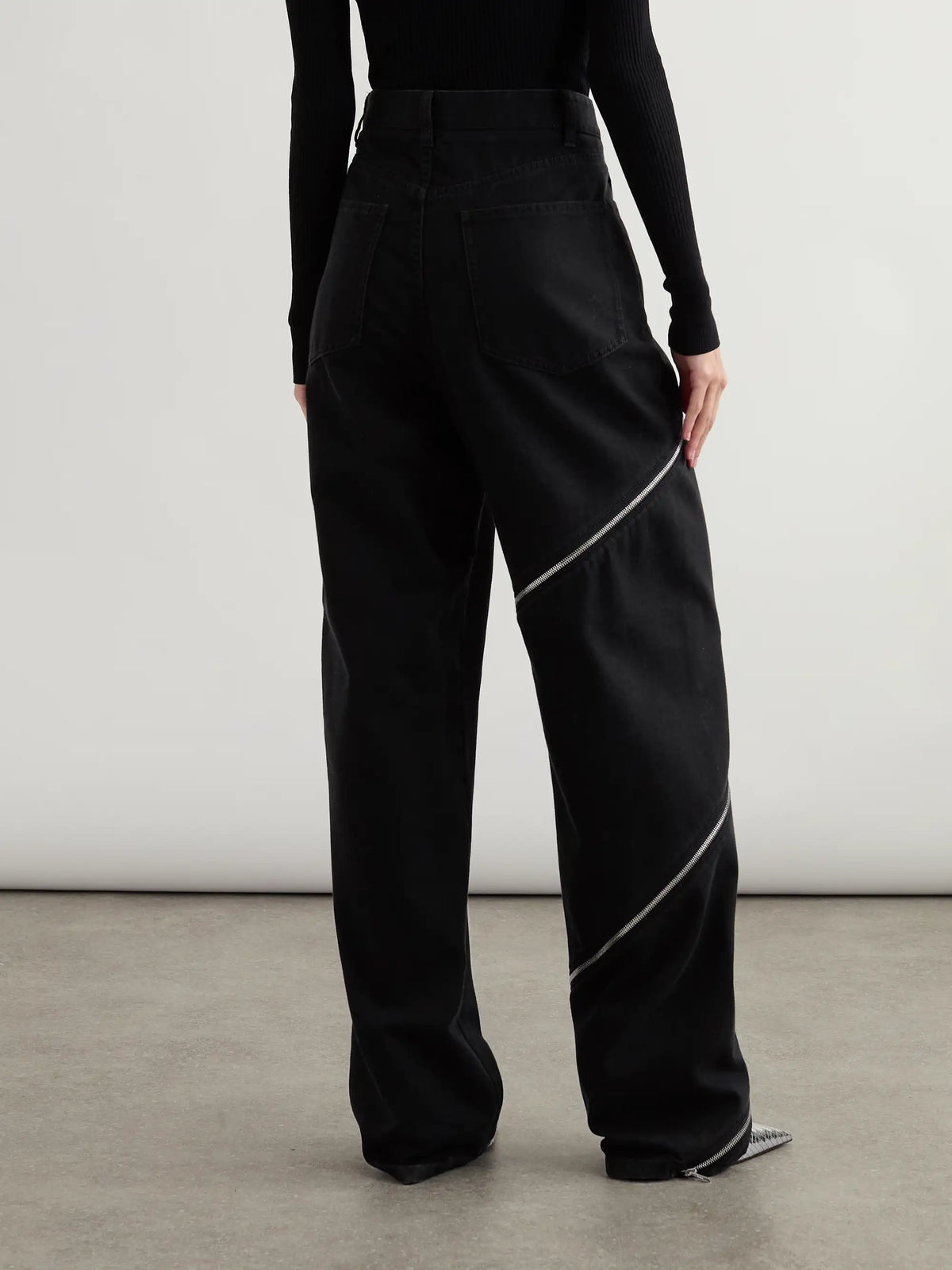 Zip-embellished Wide-leg Jeans