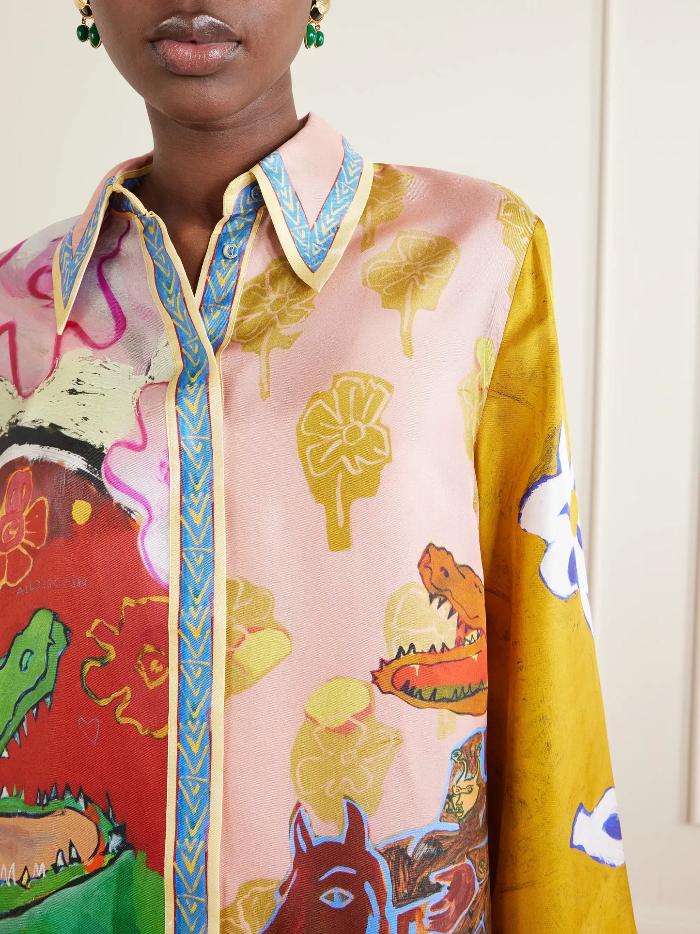 Mlak Printed Silk-twill Shirt