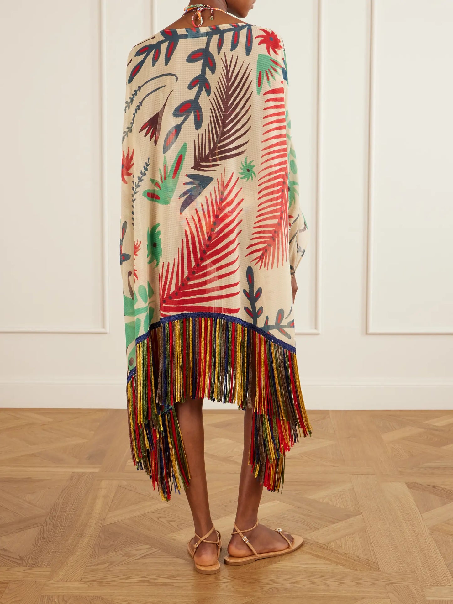 Woven Fringe Mini Dress