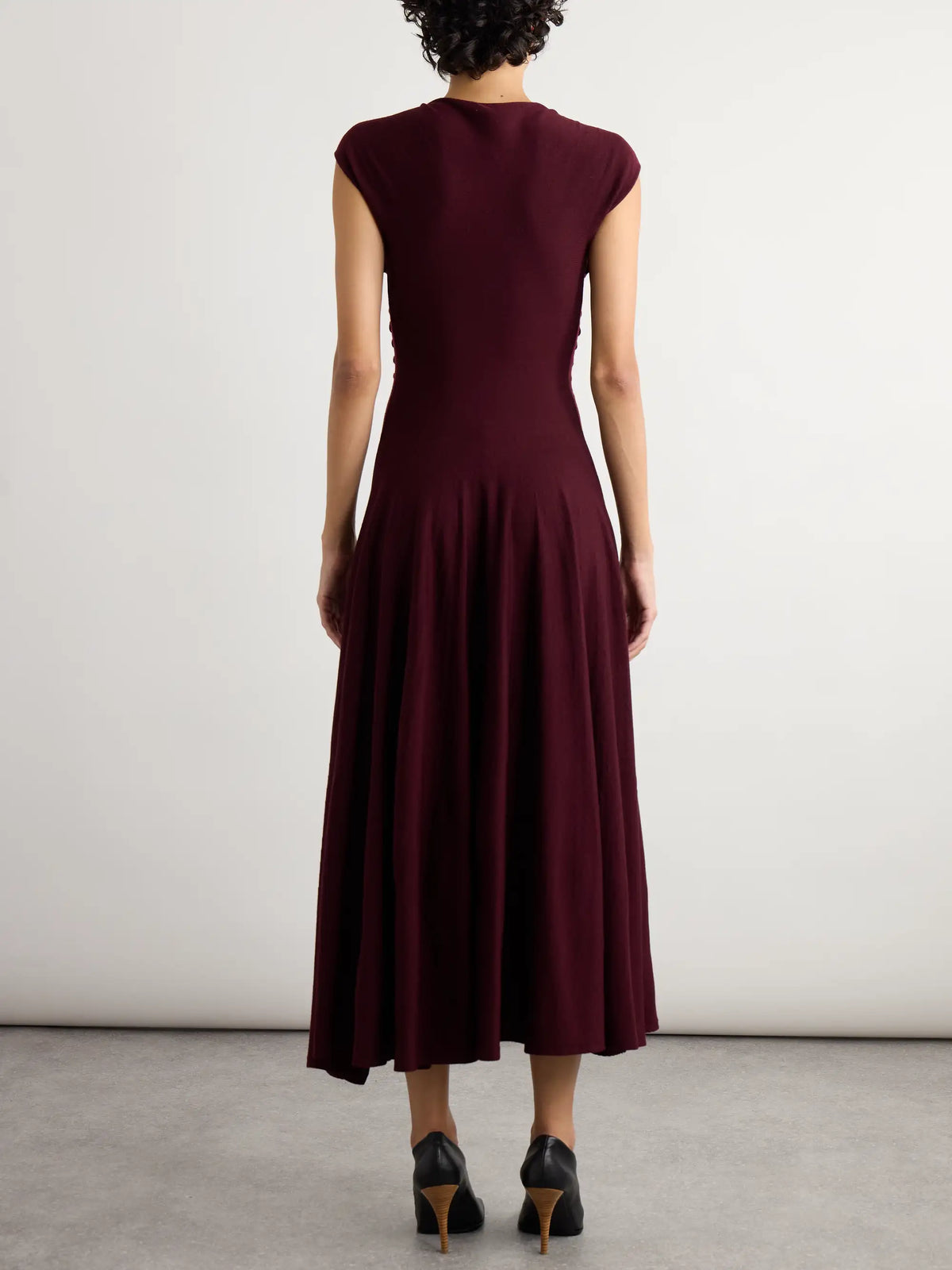 Pleated Wool Midi Dress