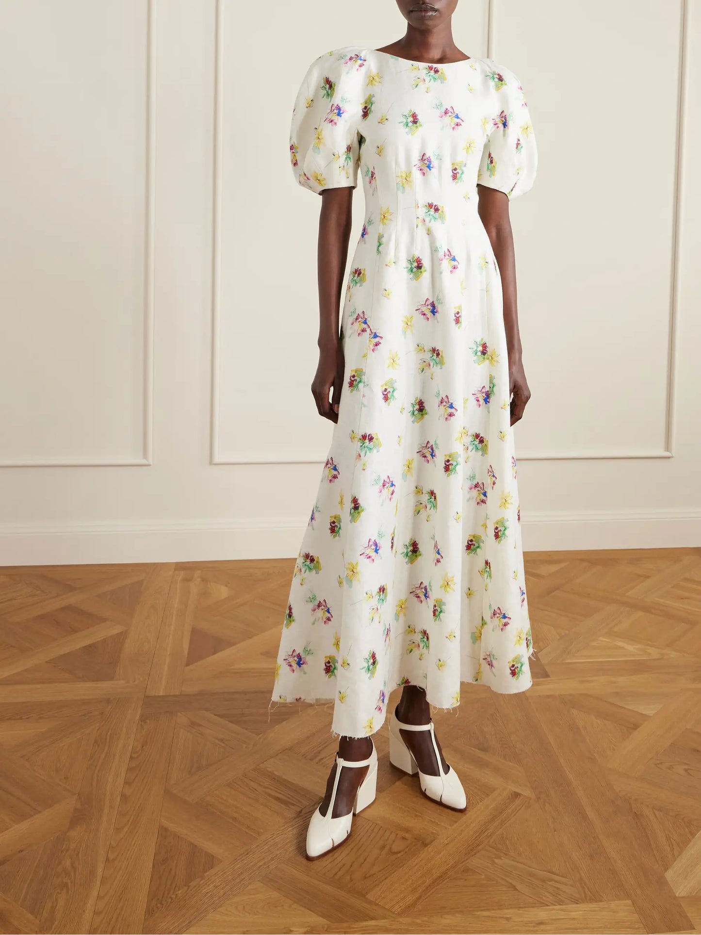 Ranya Floral-print Linen-twill Dress