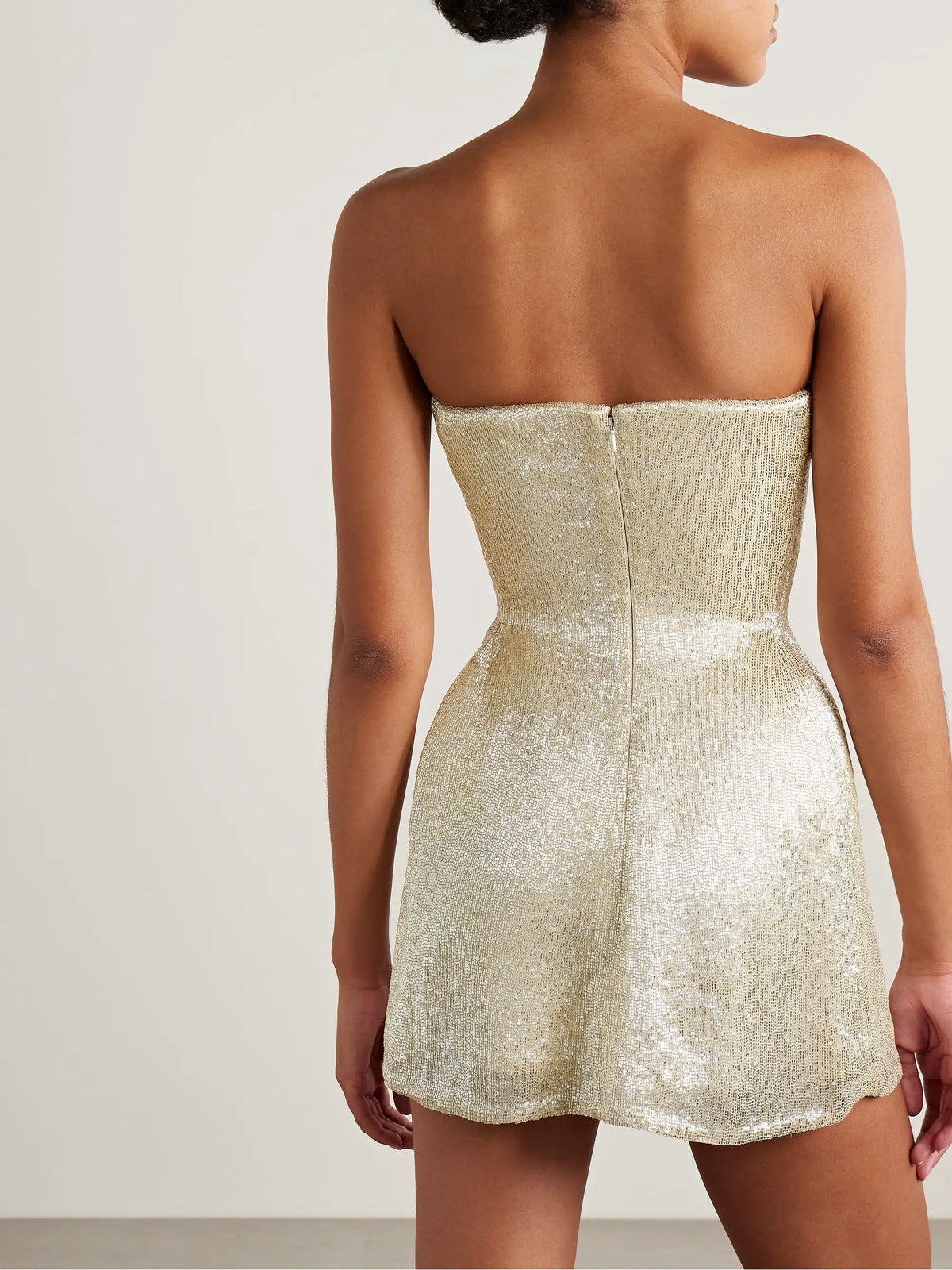 Ivy Draped Strapless Beaded Tulle Mini Dress