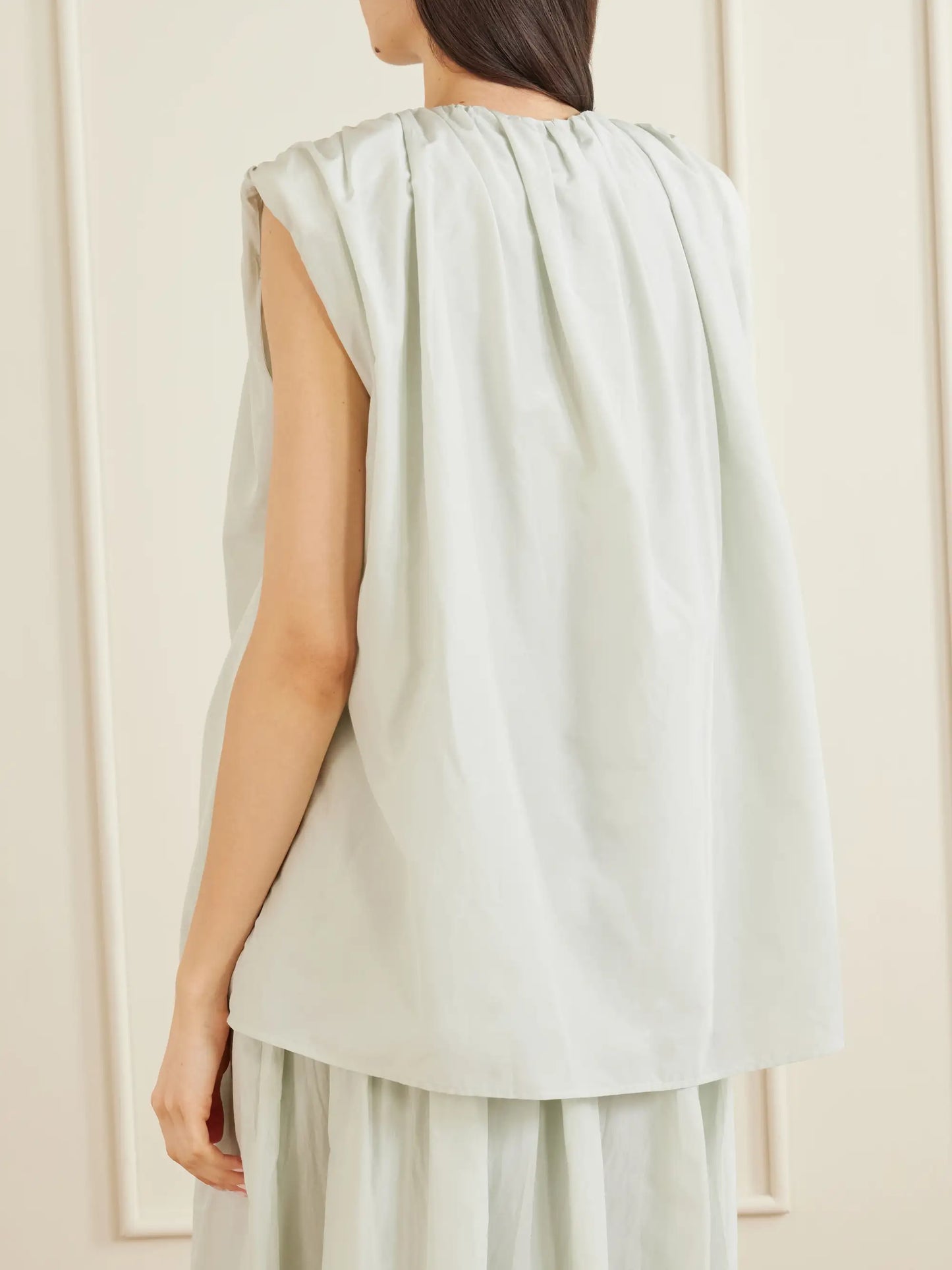 Anca Gathered Cotton And Silk-blend Blouse