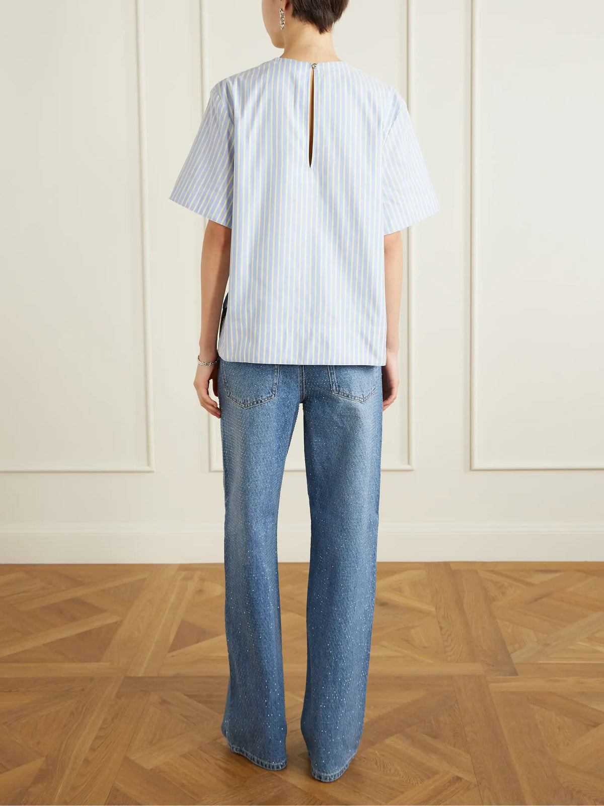 Striped Cotton-poplin T-shirt