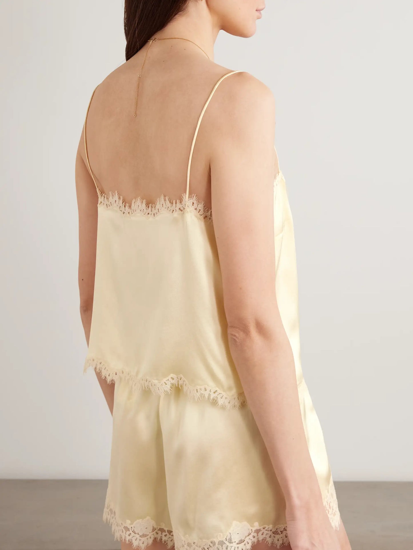 Loure Lace-trimmed Silk-satin Top