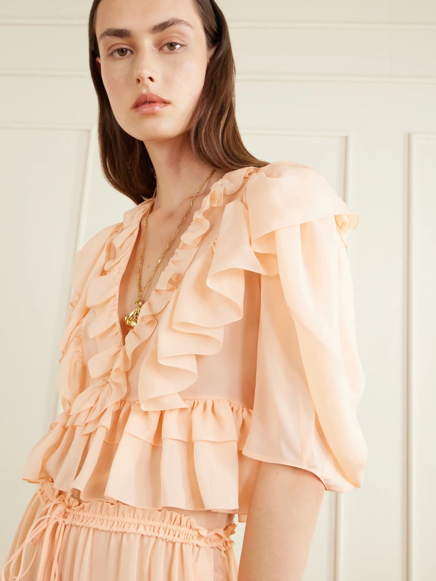 Ruffled Silk-charmeuse Blouse