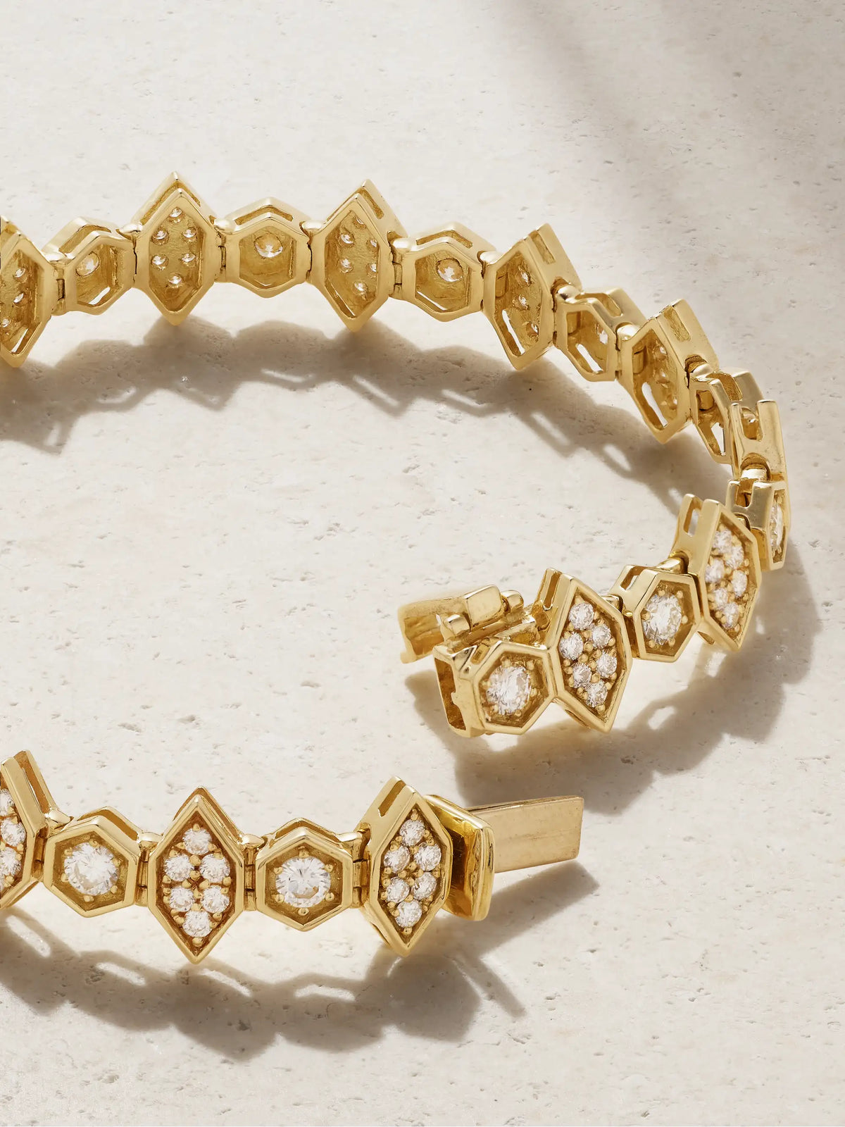 Hexagon Large 18-karat Gold Diamond Bracelet