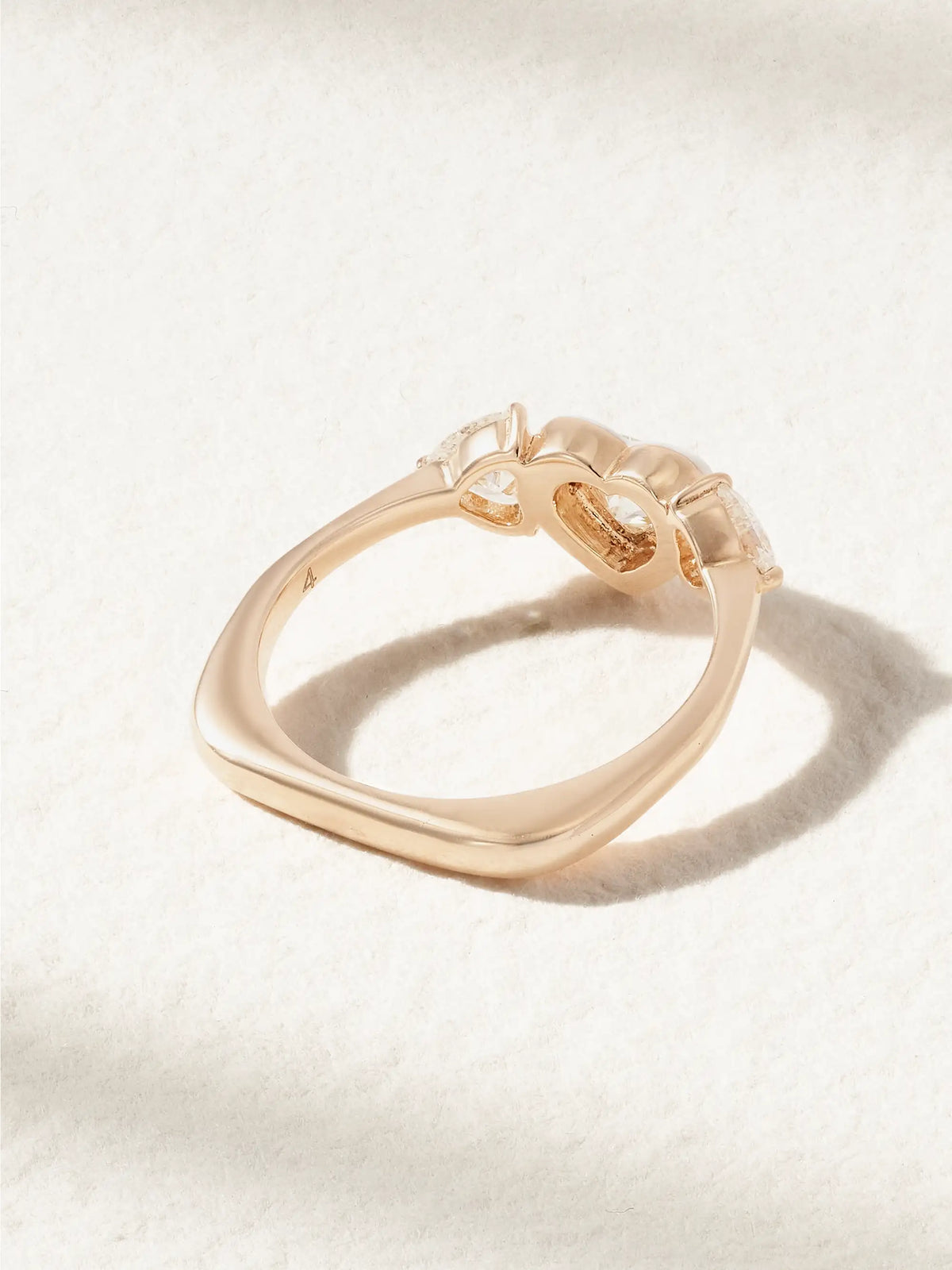 Trio Heart 18-karat Rose Gold, Diamond And Enamel Pinky Ring