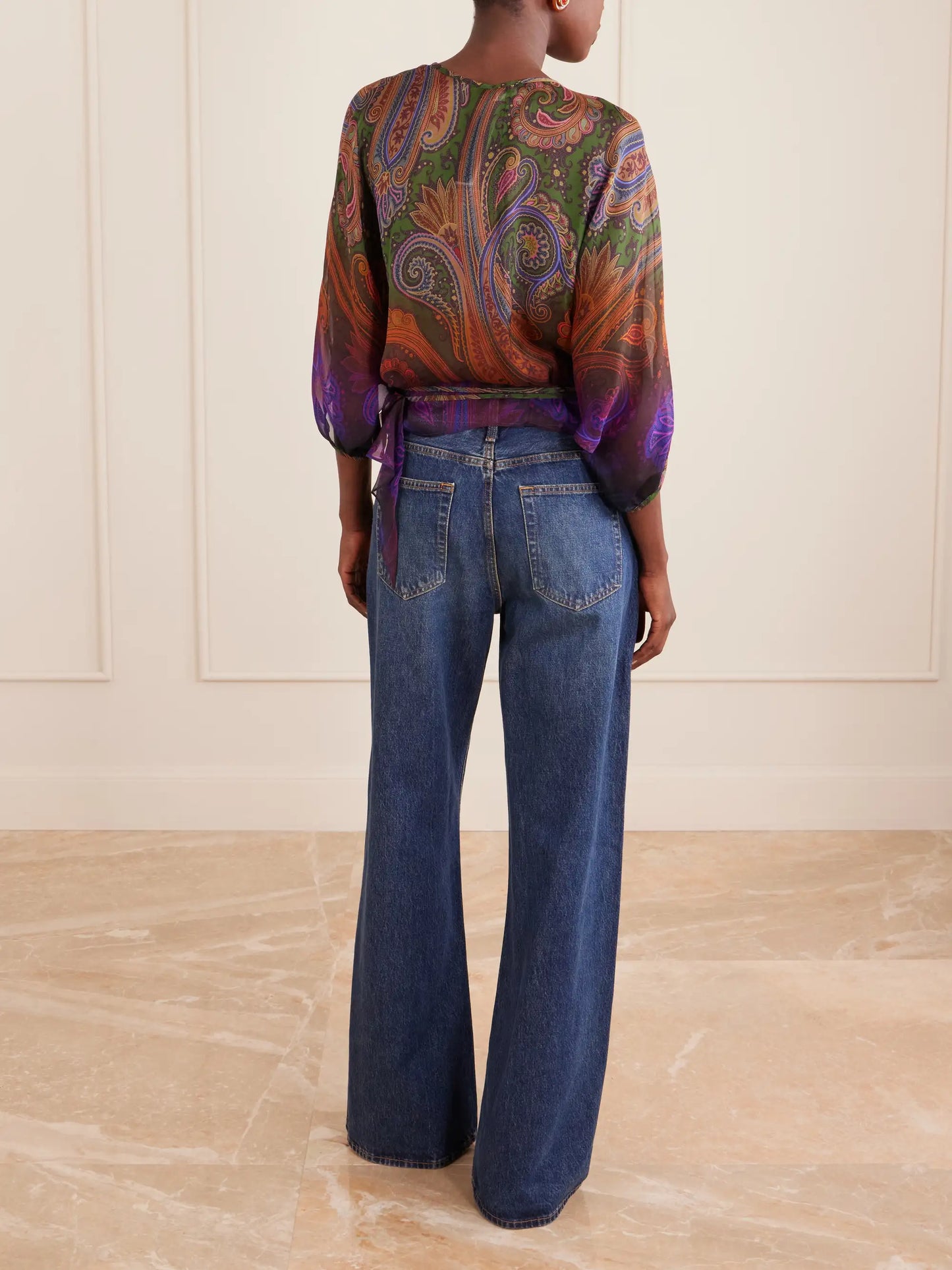 Paisley-printed Silk Blouse