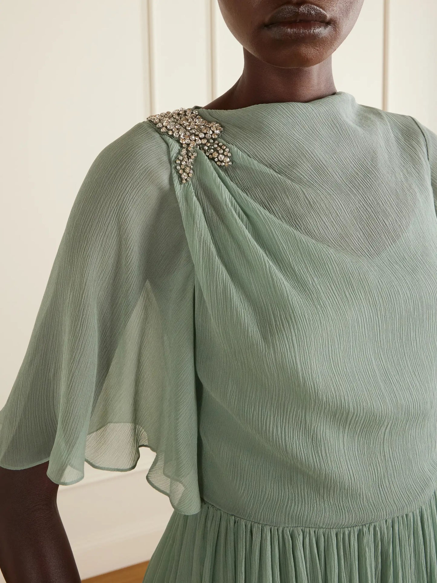 Crystal-embellished Silk Midi Dress