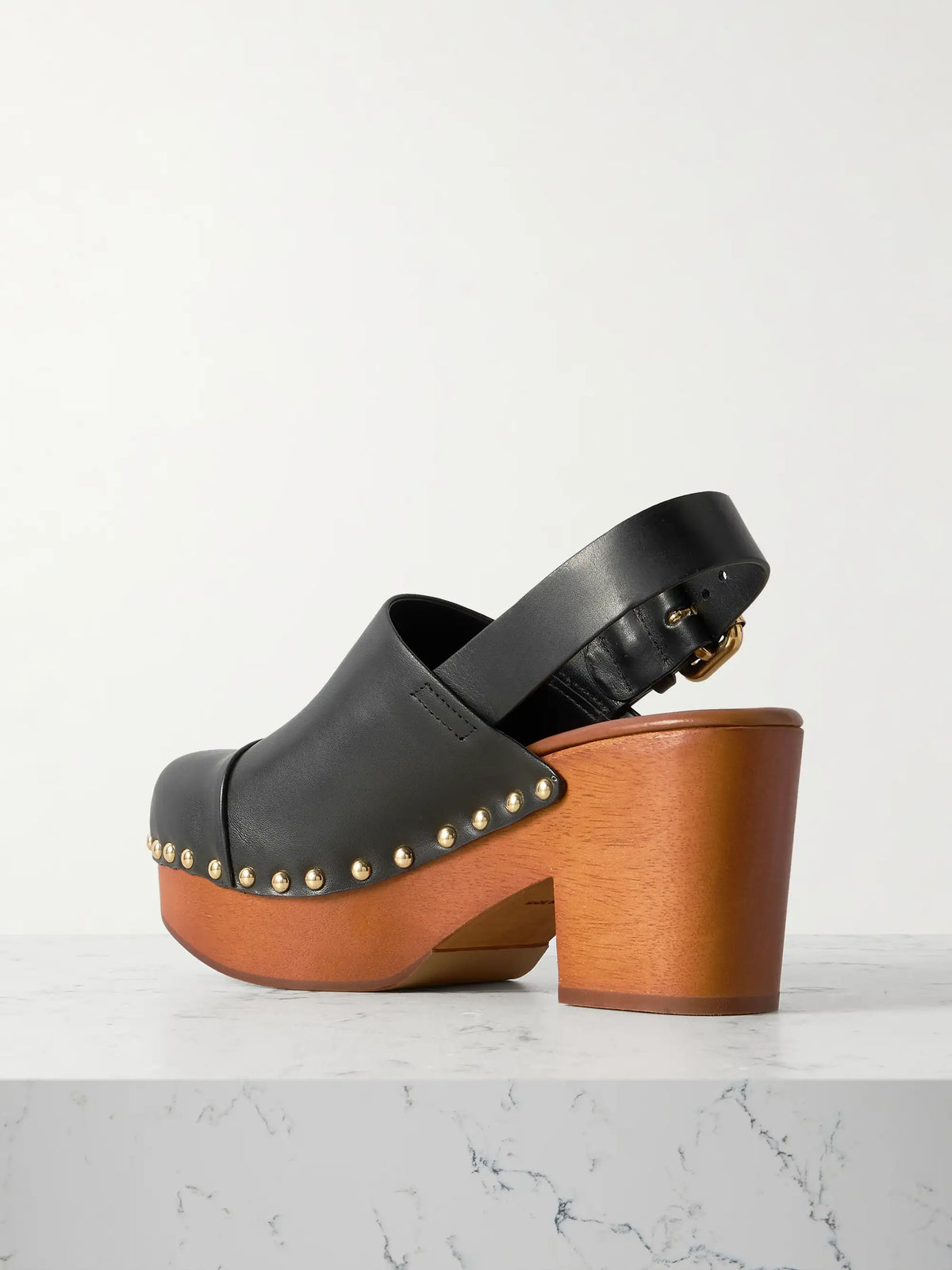 Jeannette Studded Leather Slingback Platform Clogs