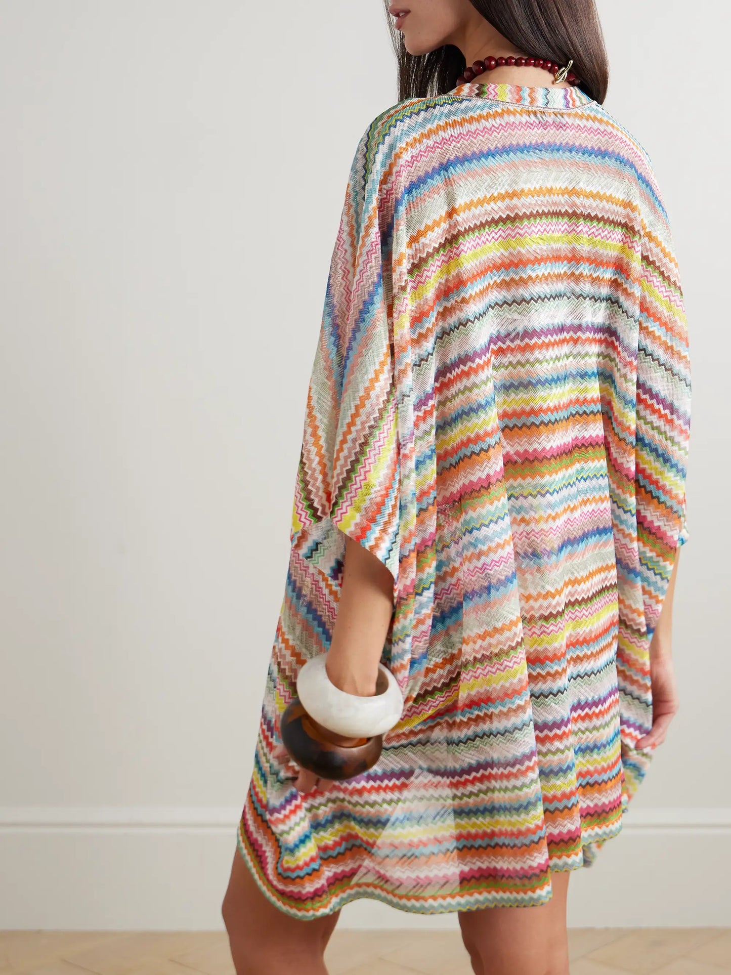 Mare Metallic Striped Crochet-knit Coverup
