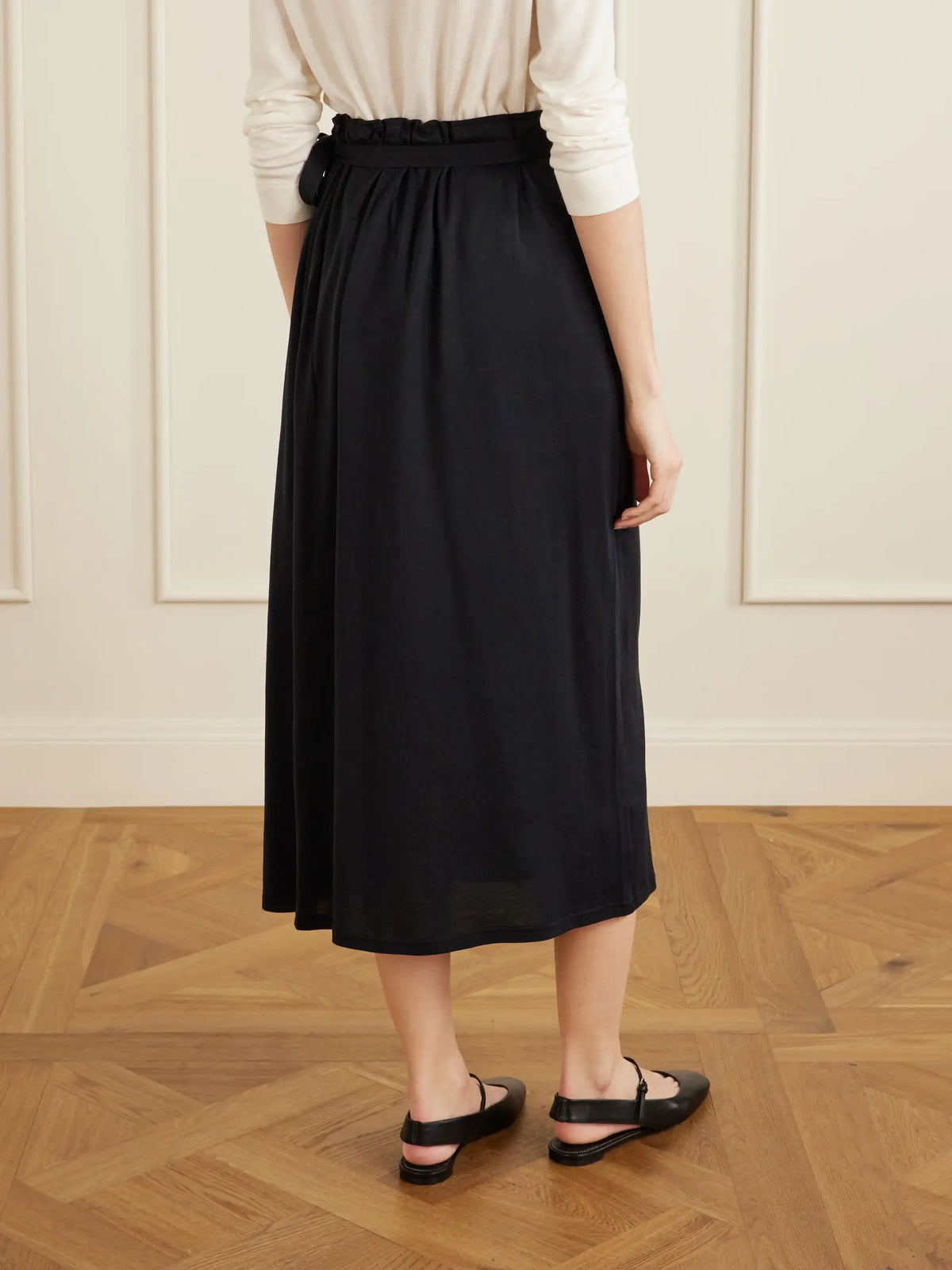 Organic Cotton And Silk-blend Wrap Midi Skirt