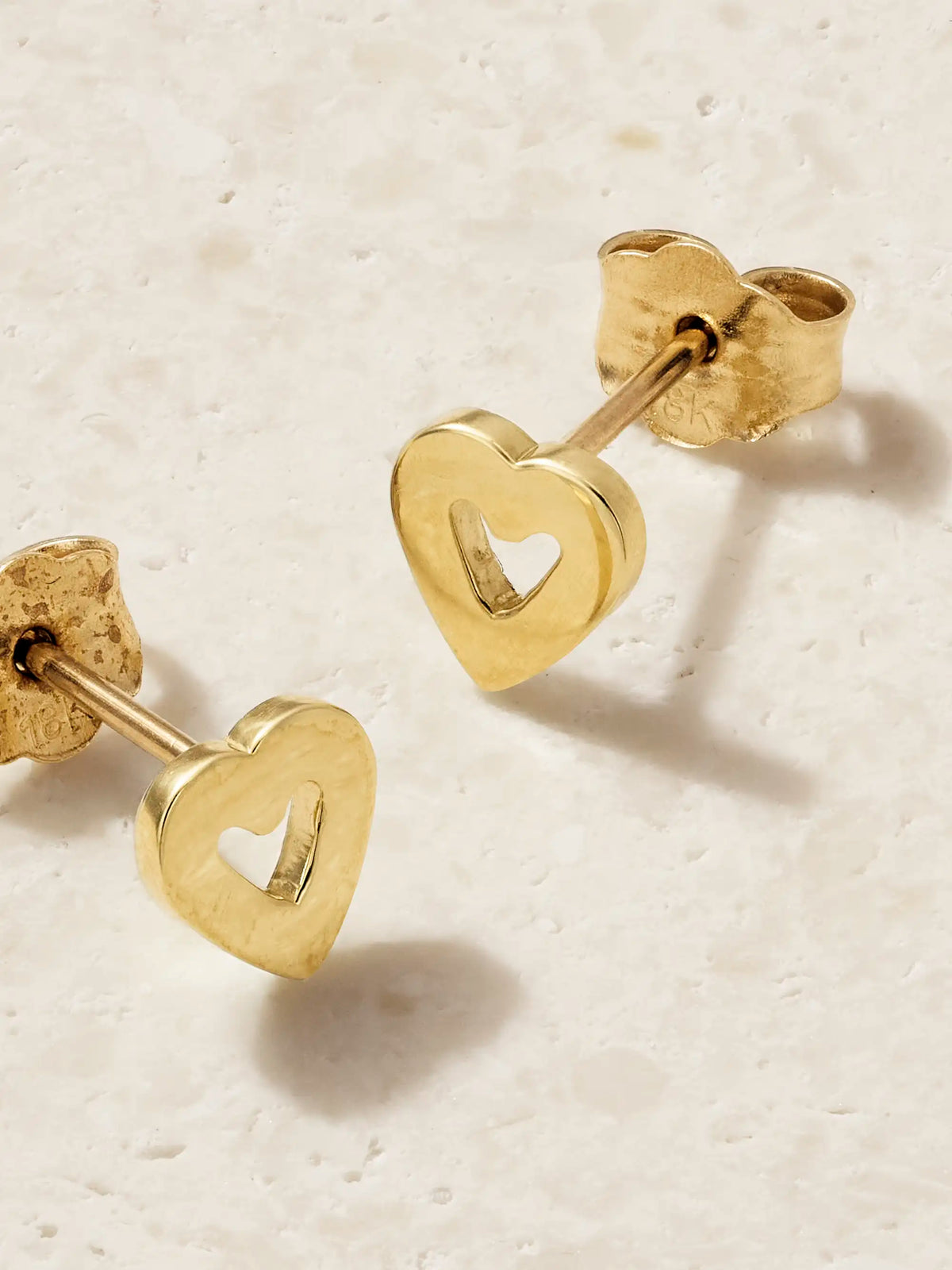 Mini Open Heart 18-karat Gold Earrings