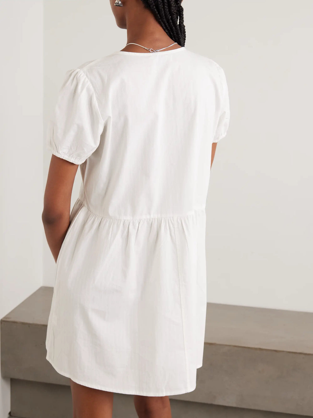 Deiji Studios Pintucked Tie-detailed Organic Cotton Mini Dress