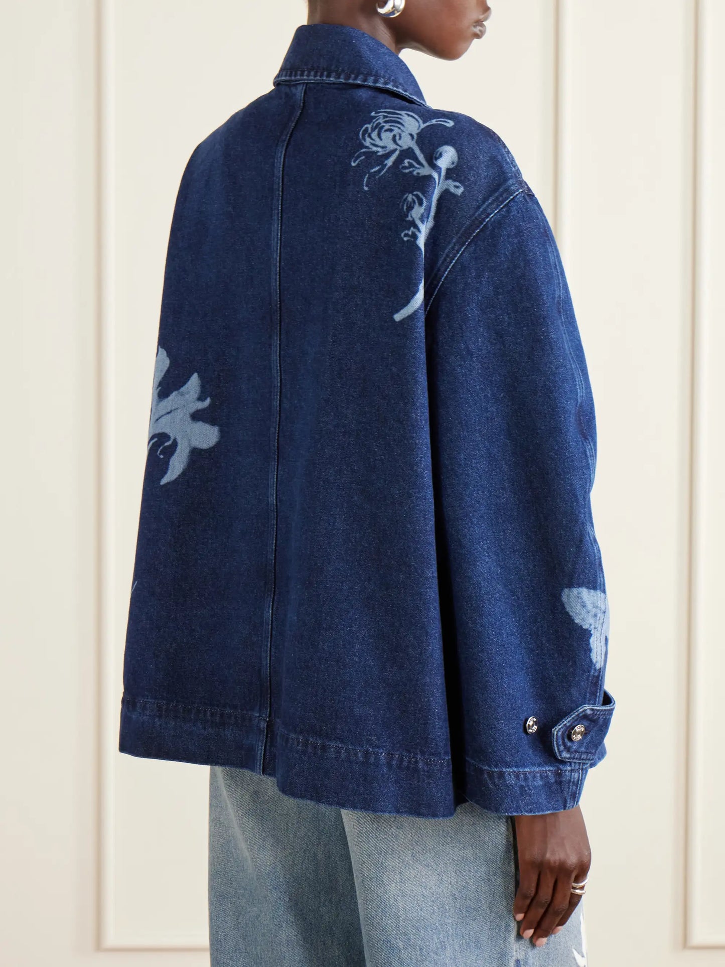 Belted Laser-printed Denim Jacket