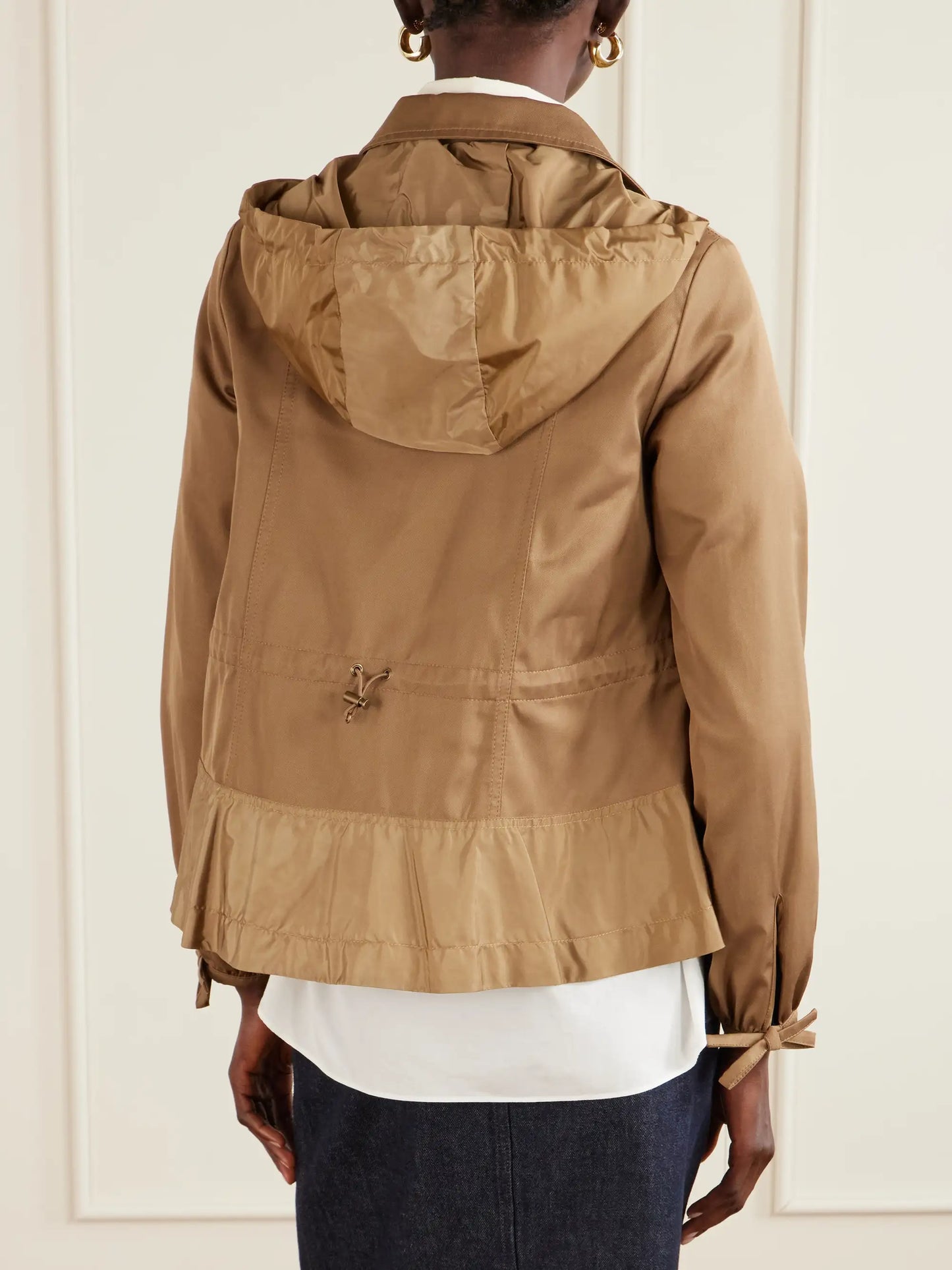 Adenium Cropped Hooded Shell-paneled Gabardine Jacket