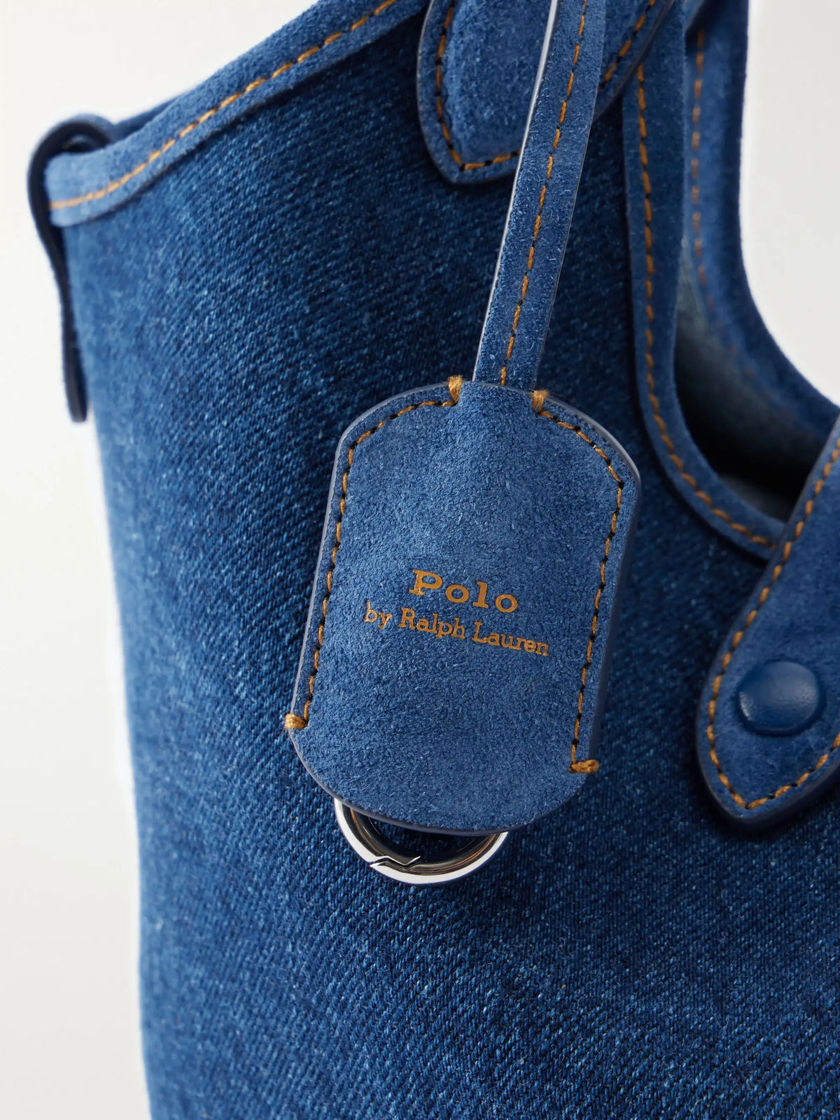 Polo Ralph Lauren Logo-embroidered Suede-trimmed Denim Tote