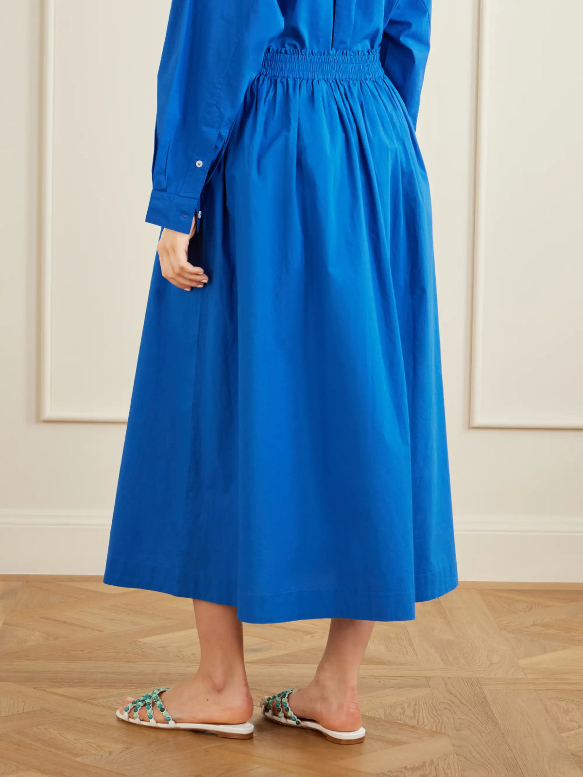 Dagny Organic Cotton-poplin Midi Skirt