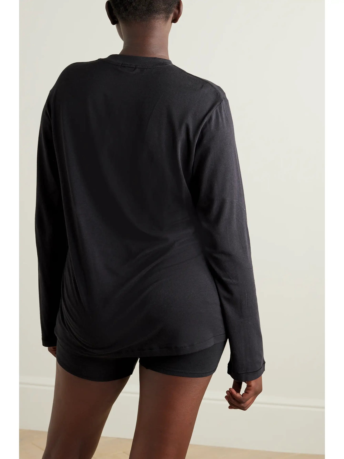 Boyfriend Stretch-modal And Cotton-blend Jersey T-shirt - Onyx
