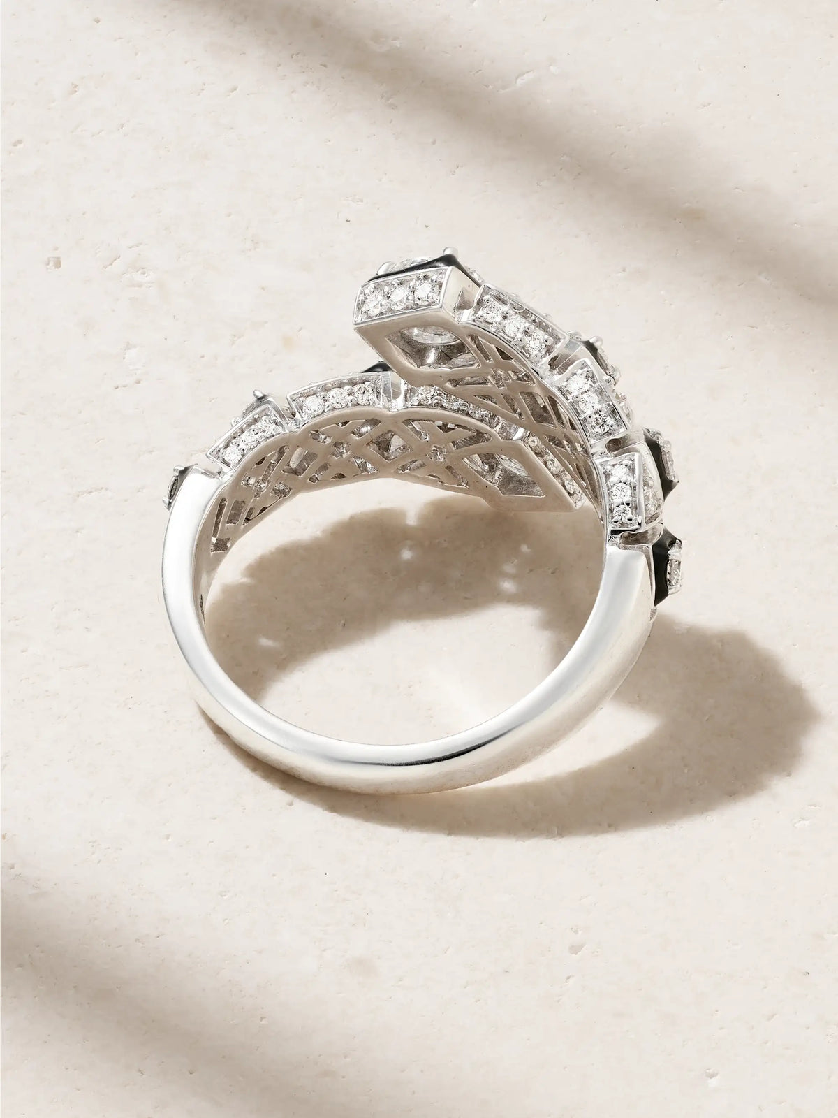 Infinity 18-karat White Gold, Diamond And Enamel Ring