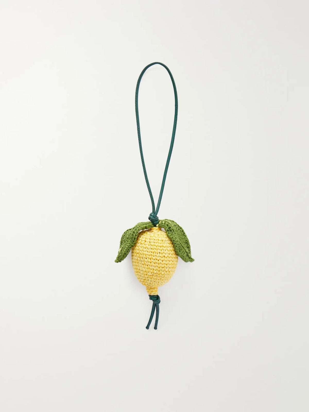 Lemon Crocheted Cotton And Leather Bag Charm