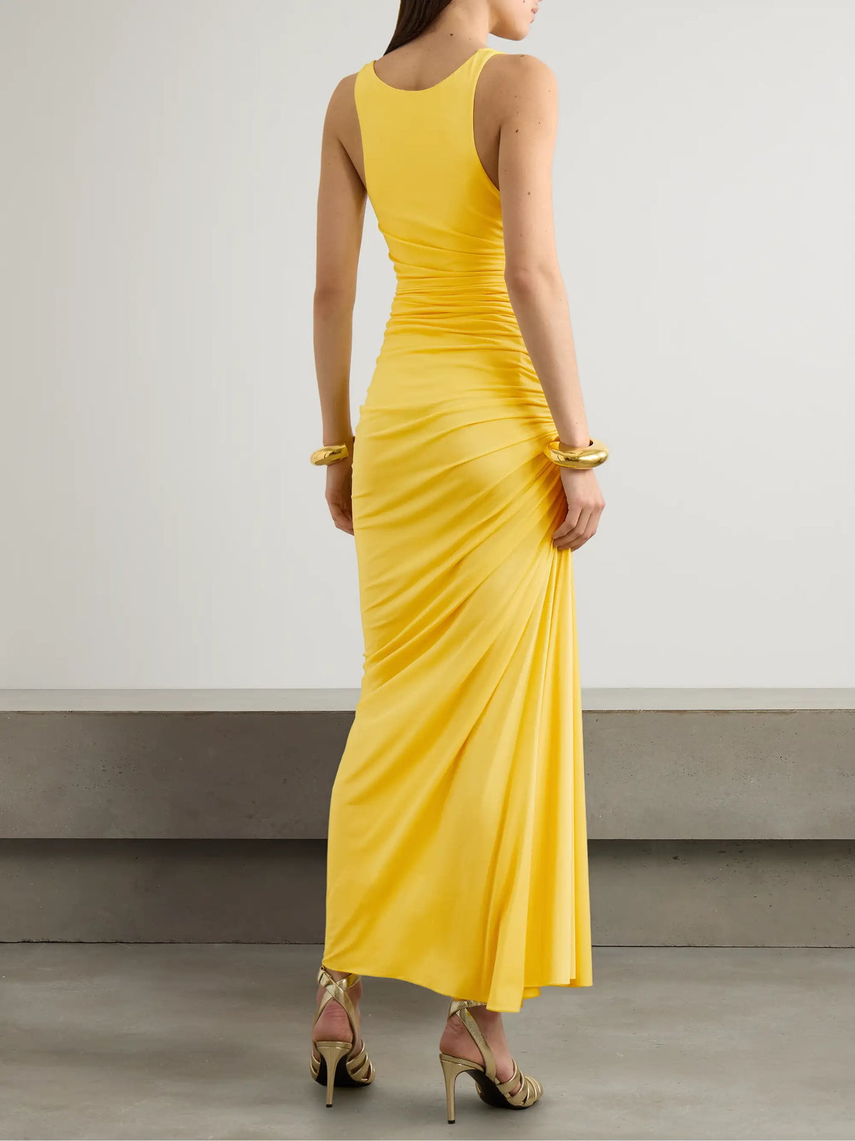 Gathered Stretch-jersey Midi Dress