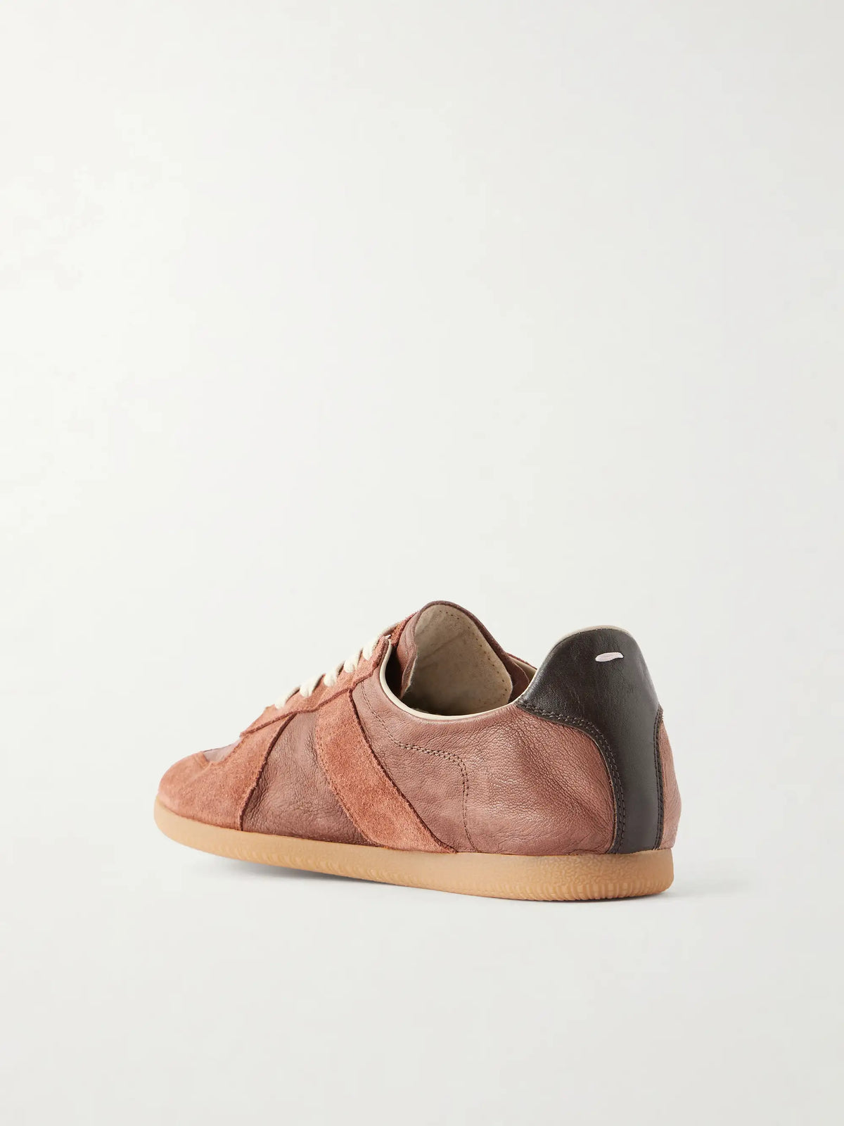 Replica Suede-trimmed Textured-leather Sneakers