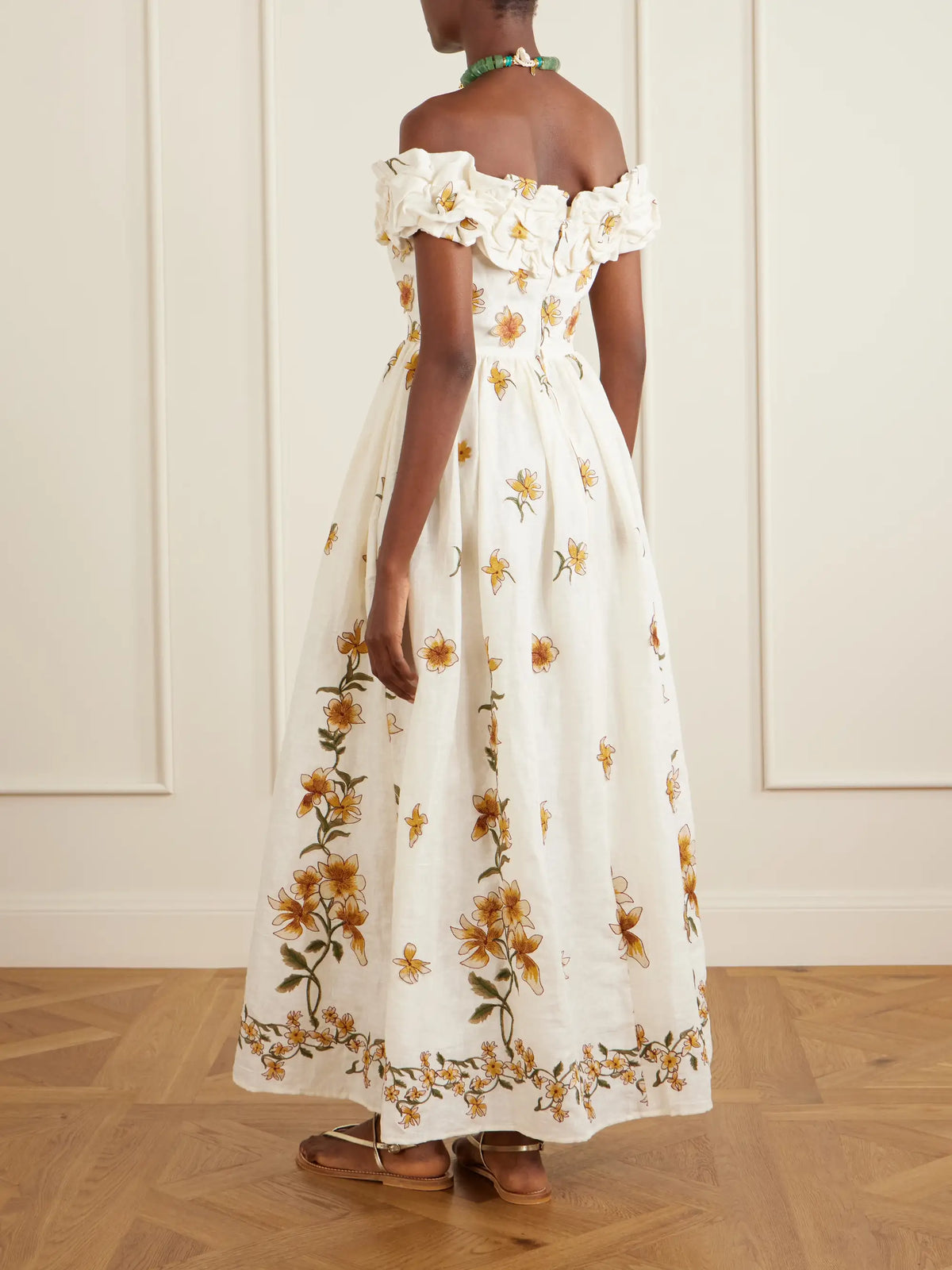 Agua by Agua Bendita Espliegov Linen-floral Maxi Dress