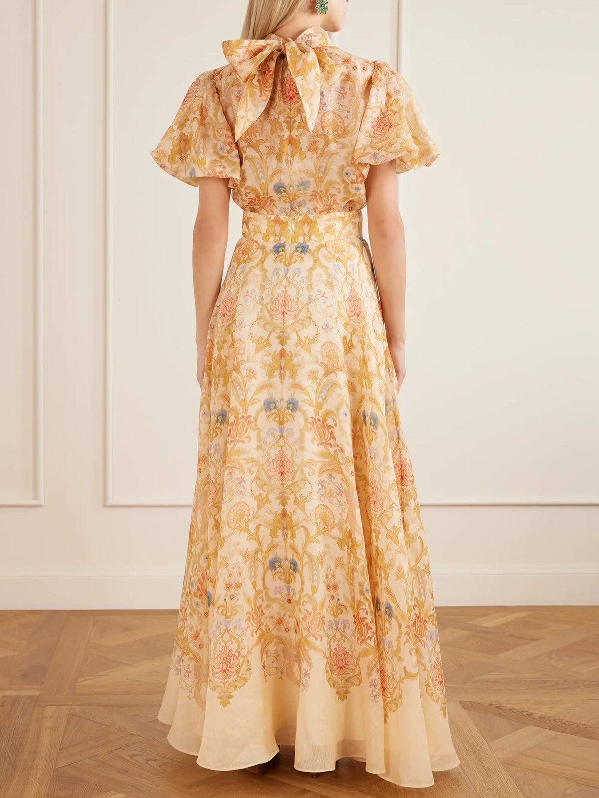 Zimmermann Valiant Circle Linen And Silk-blend Midi Skirt