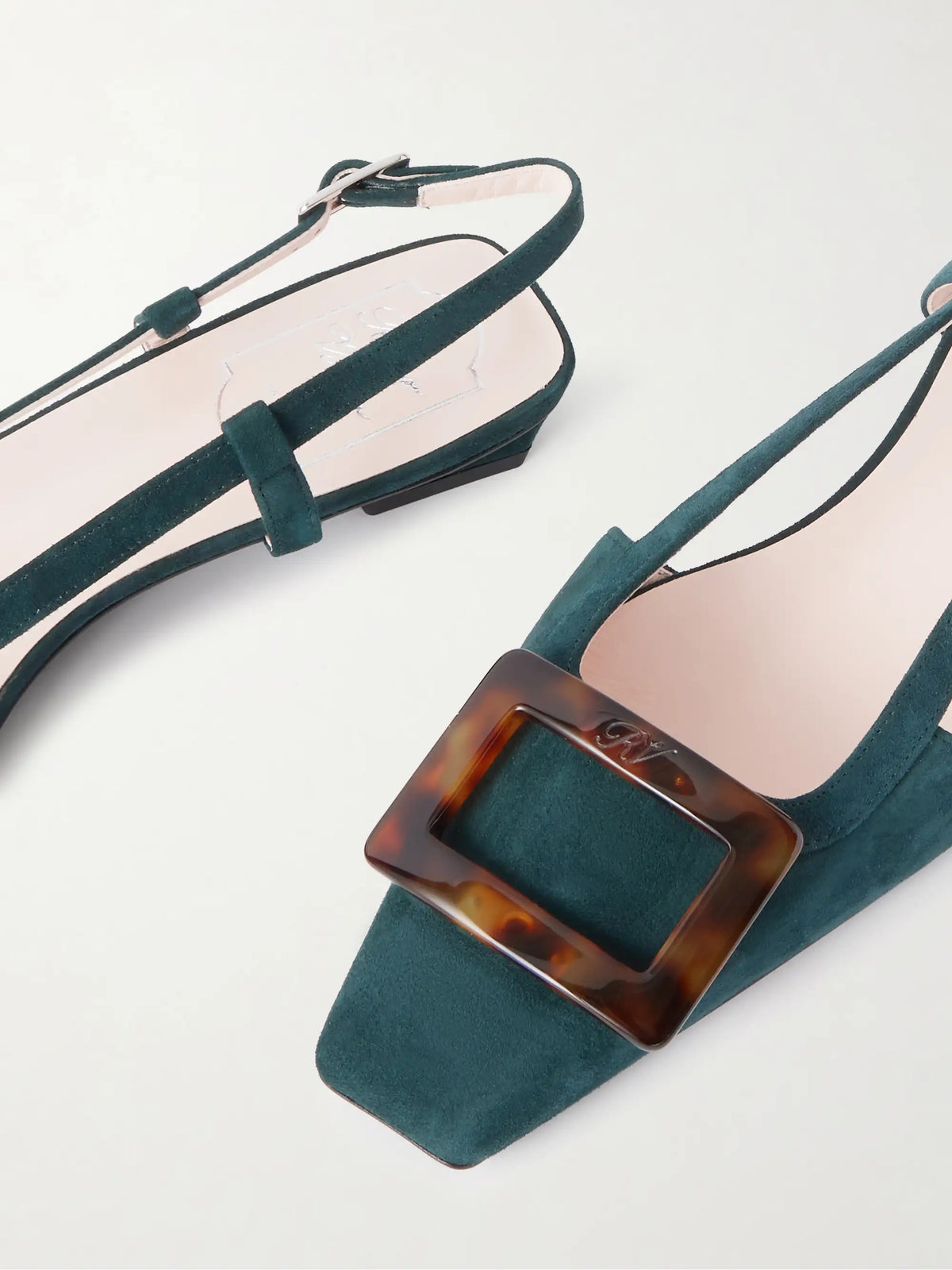 Roger Belle Vivier 25 Suede Slingback Pumps