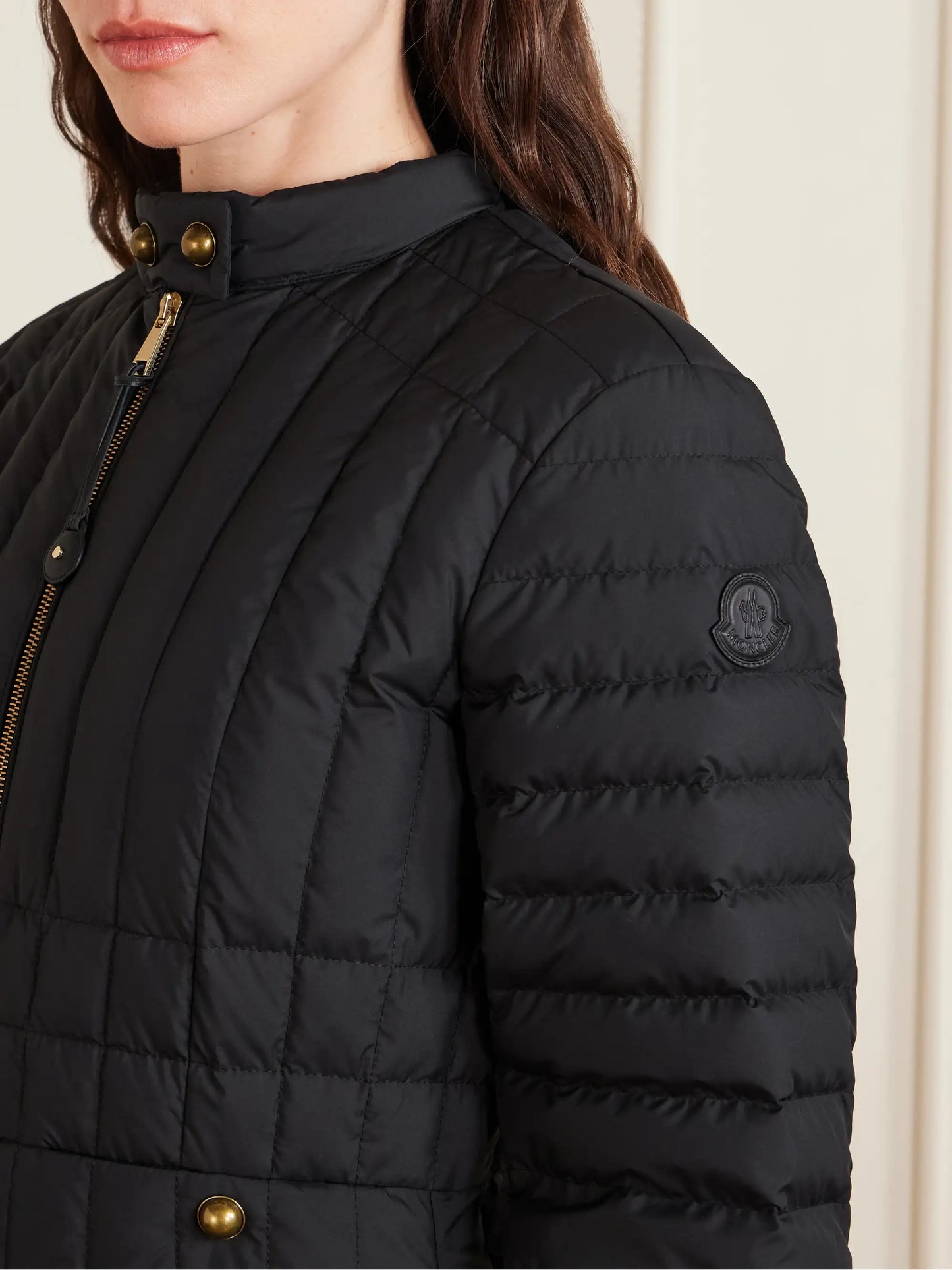Hooded Appliquéd Padded Quilted Shell Down Coat