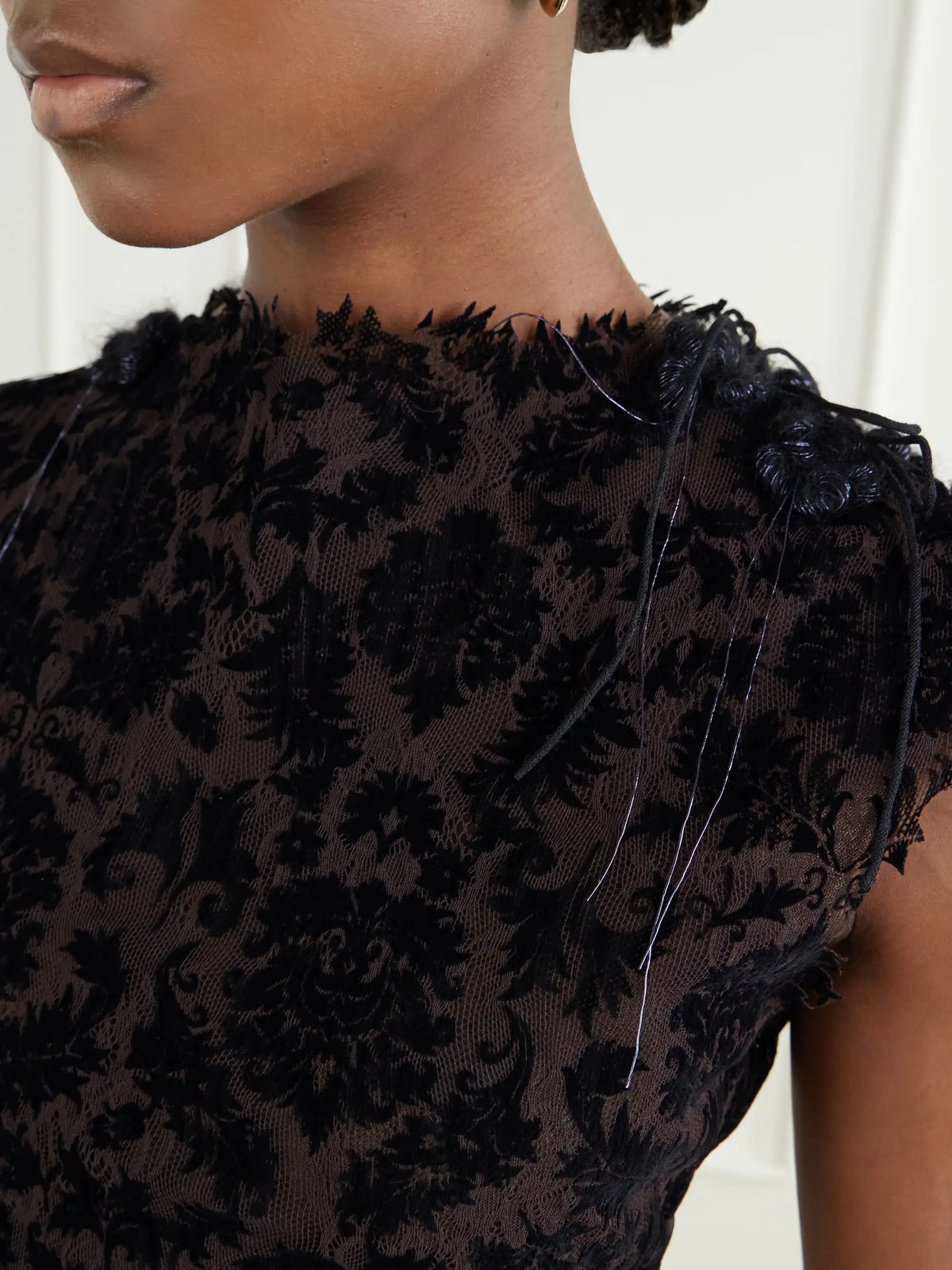 Pauline Dujancourt Najia Asymmetric Lace Midi Dress