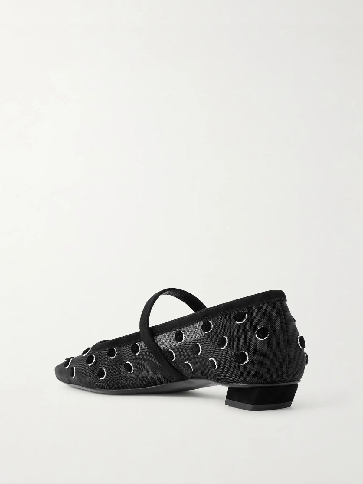 Belle Vivier 25 Embellished Flocked Mesh Mary Jane Ballet Flats