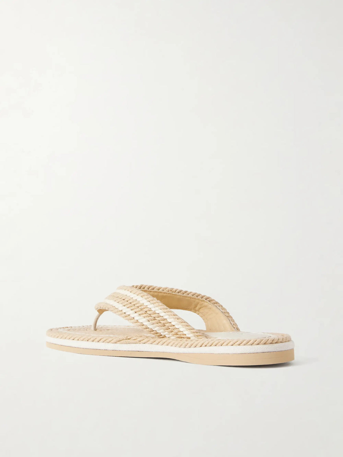 Embroidered Striped Flat Sandals
