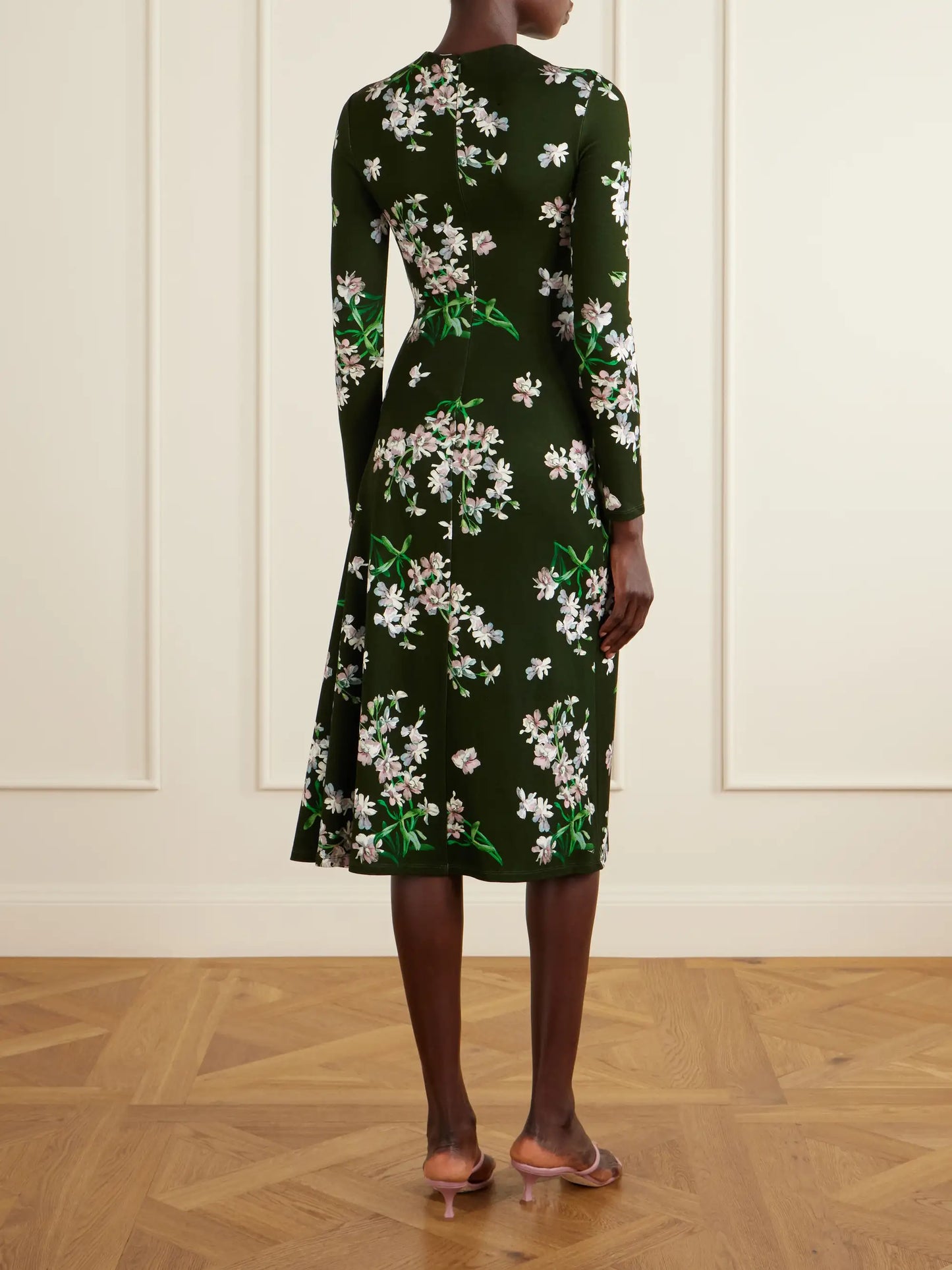 Gathered Floral-print Jersey Midi Dress