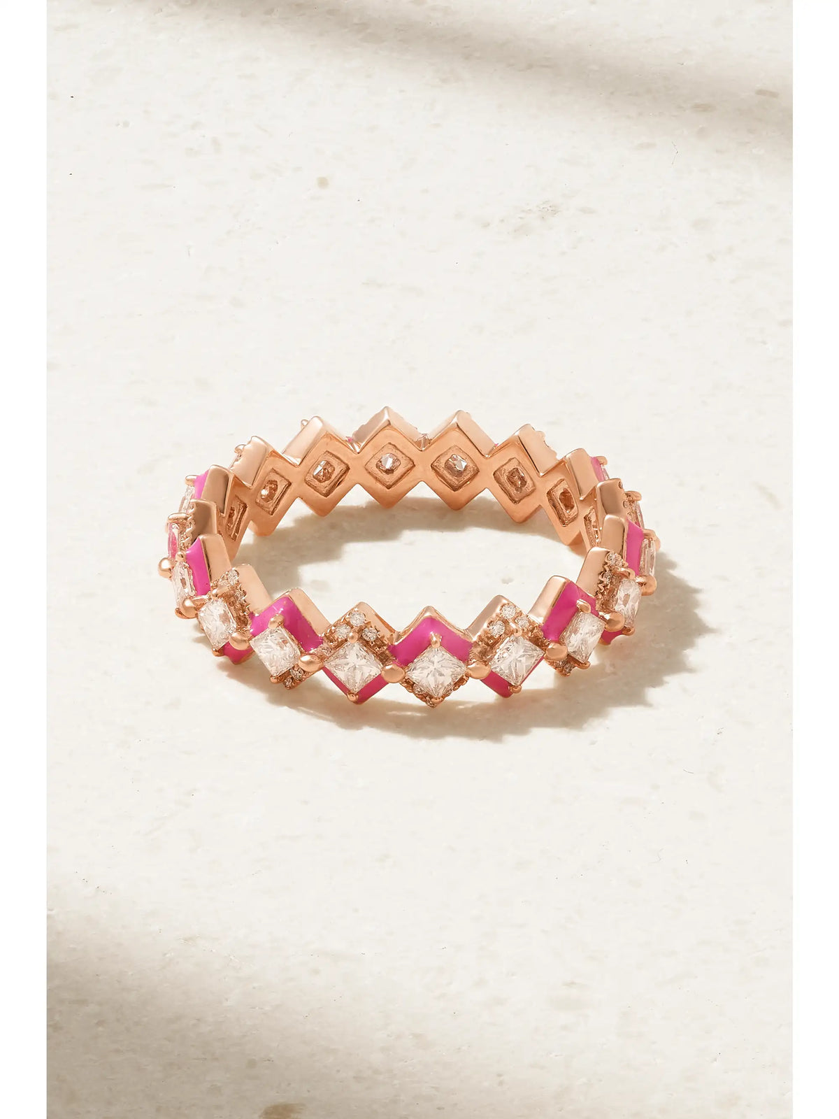Mosaïque 18-karat Rose Gold, Diamond And Enamel Ring