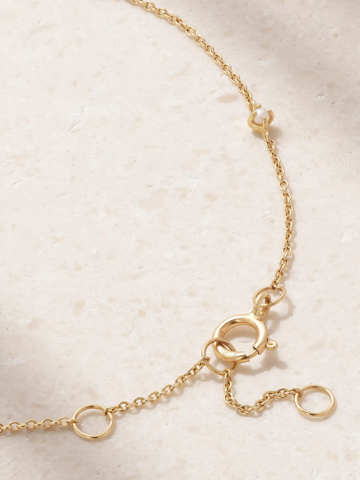 Initial 14-karat Gold Pearl Bracelet