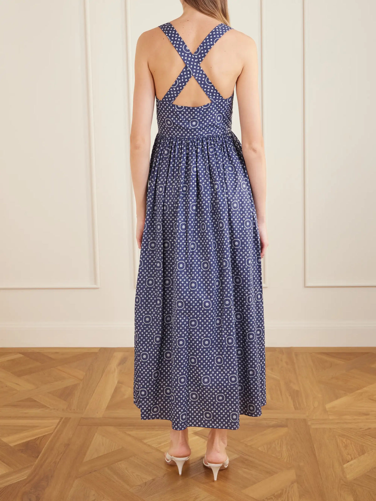Matteau Gathered Printed Organic Cotton Midi Dress