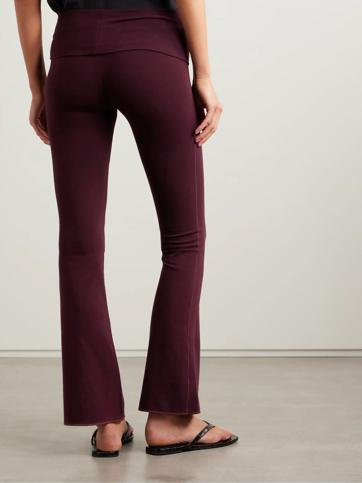 Stretch-cotton Jersey Foldover Pants - Currant