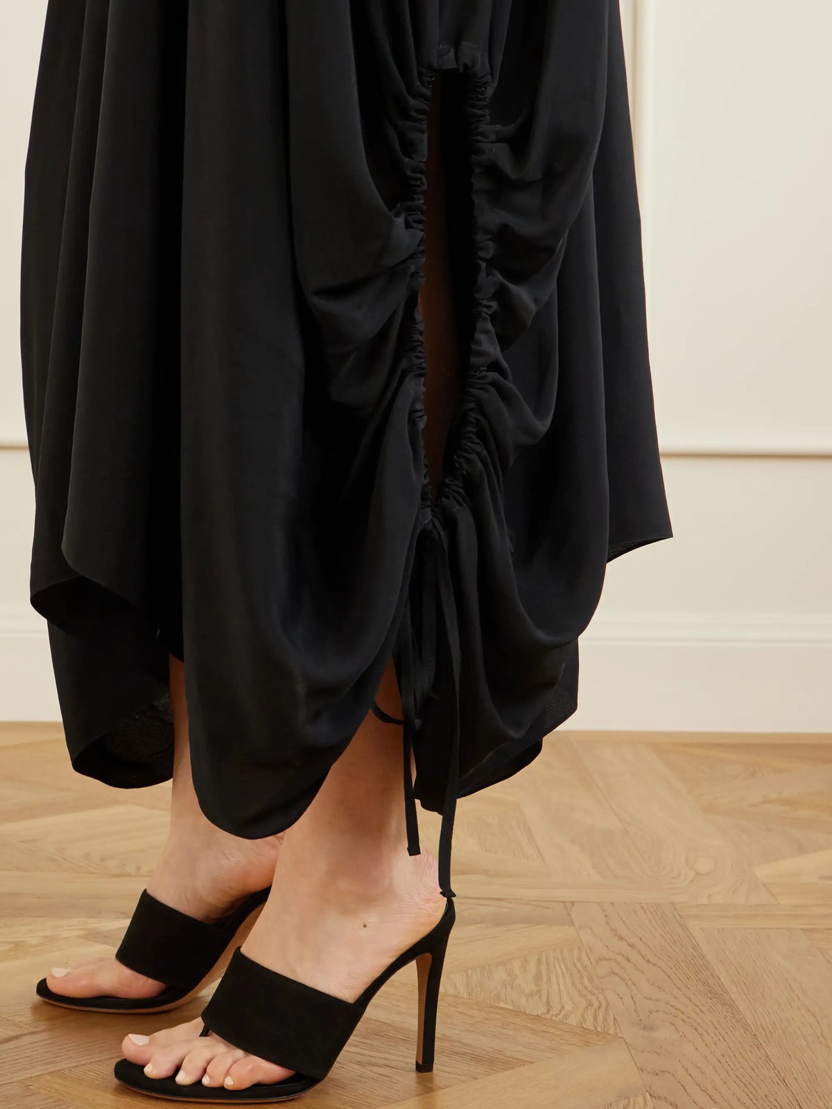 Desia Asymmetric Silk-crepe Midi Skirt