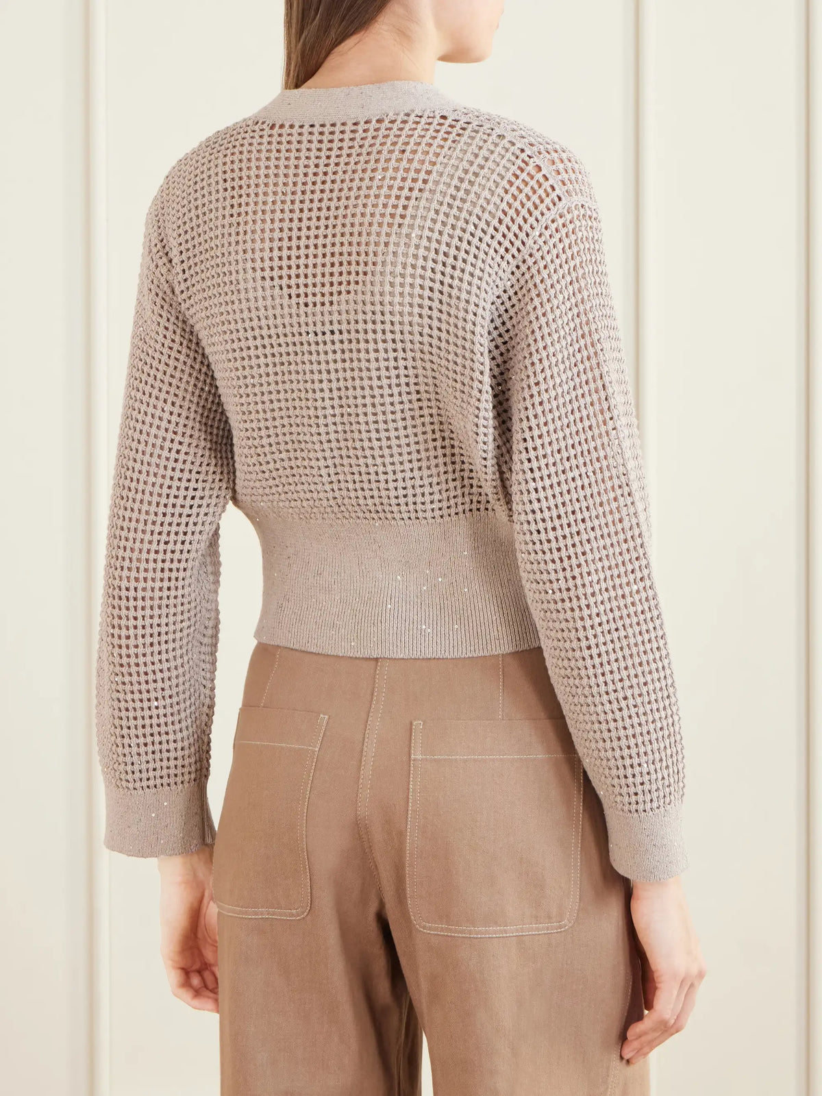 Brunello Cucinelli Sequin-embellished Open-knit Cotton-blend Cardigan