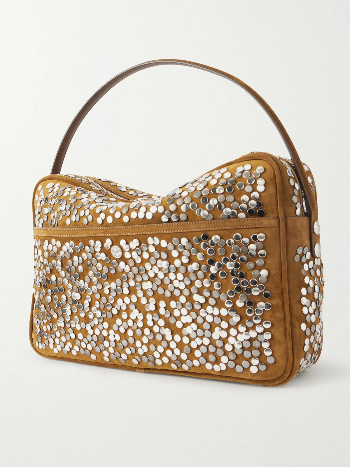 Camero Camera Embellished Suede Shoulder Bag