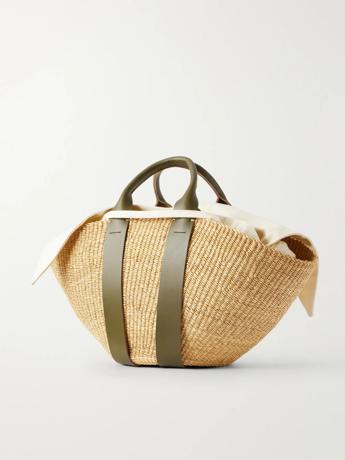 Sophie Leather-trimmed Raffia Tote