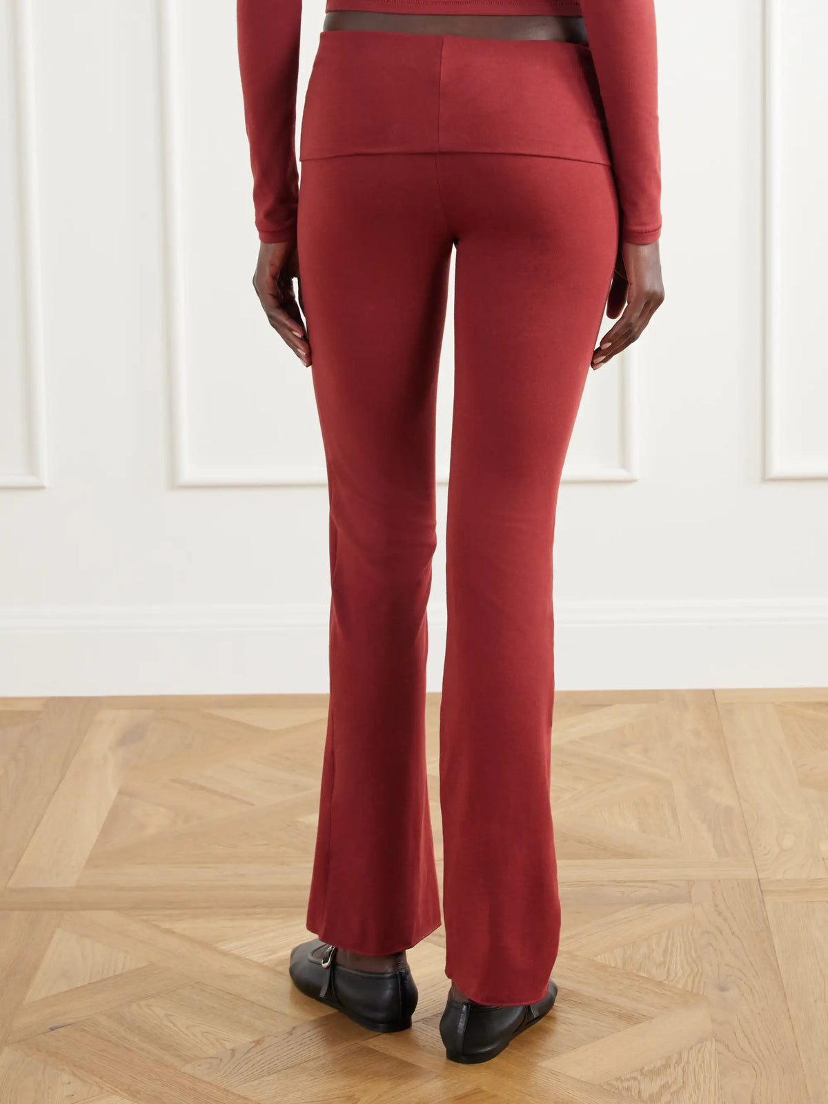 SKIMS Foldover Stretch-cotton Jersey Flared Pants