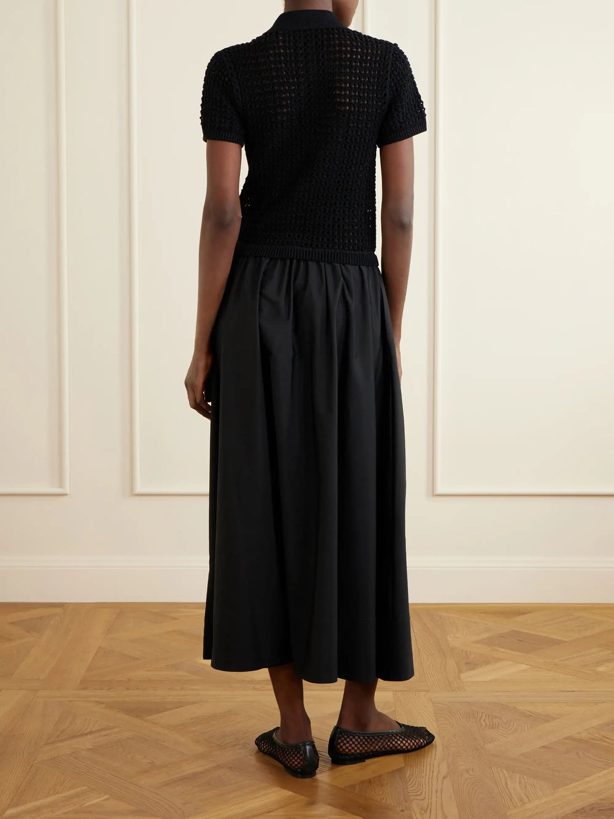 Crocheted Cotton-poplin Maxi Dress