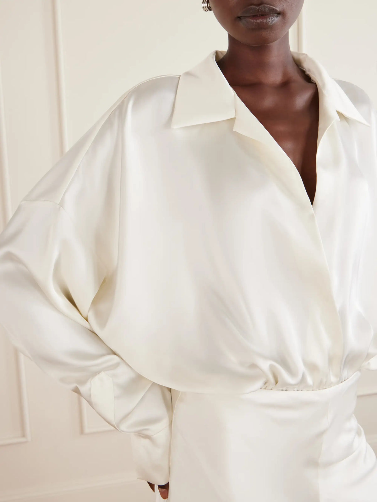 Boyfriend Shirt Satin Bodysuit