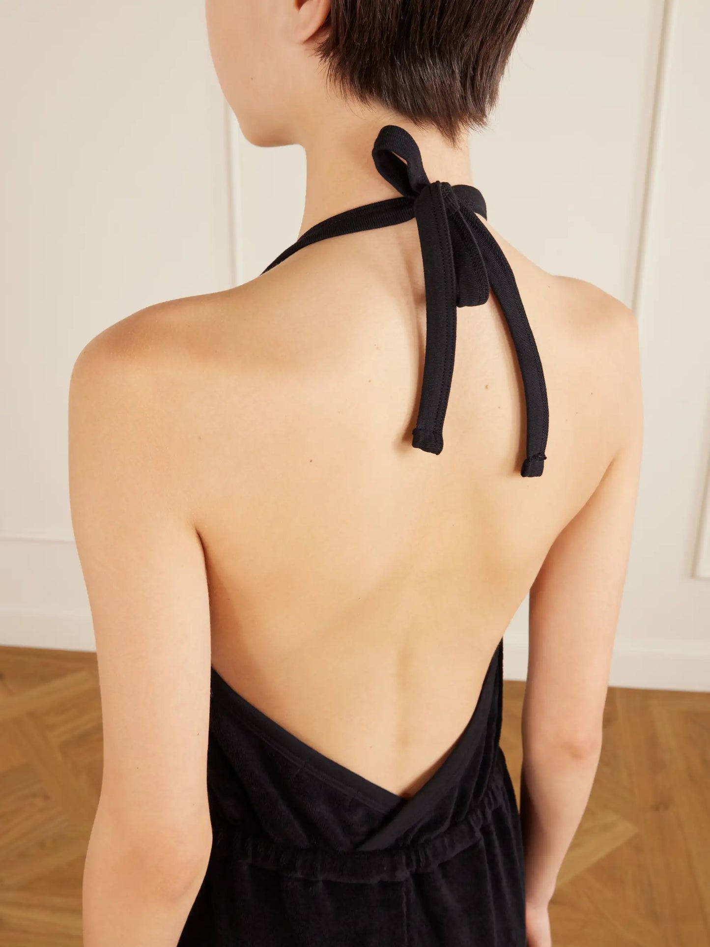 Anna Cotton-blend Terry Halterneck Jumpsuit