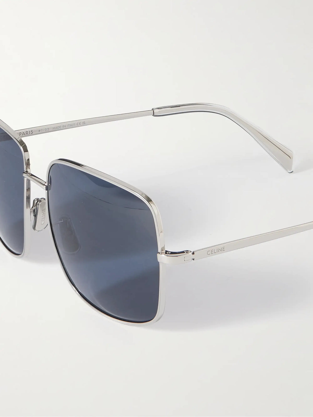 Triomphe Crystal-embellished Square-frame Silver-tone Sunglasses